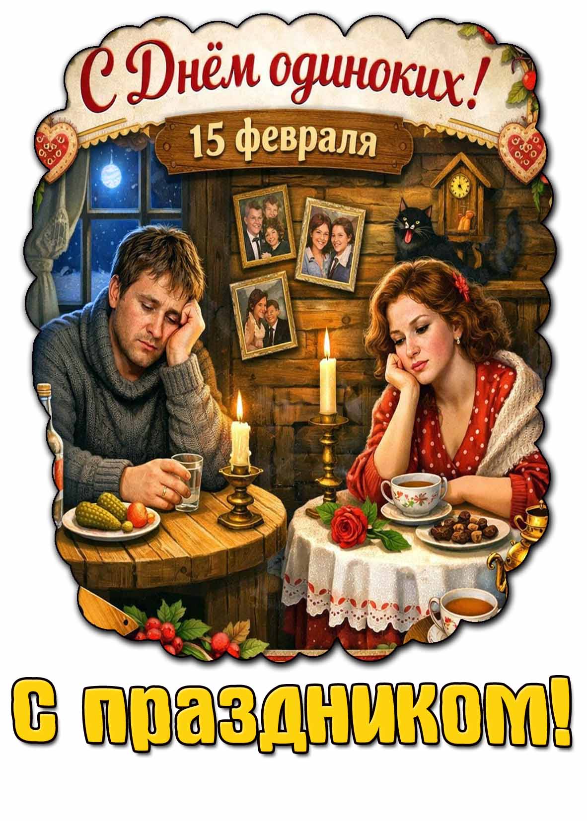 Картинка "15 февраля - С днём одиноких! С праздником!"