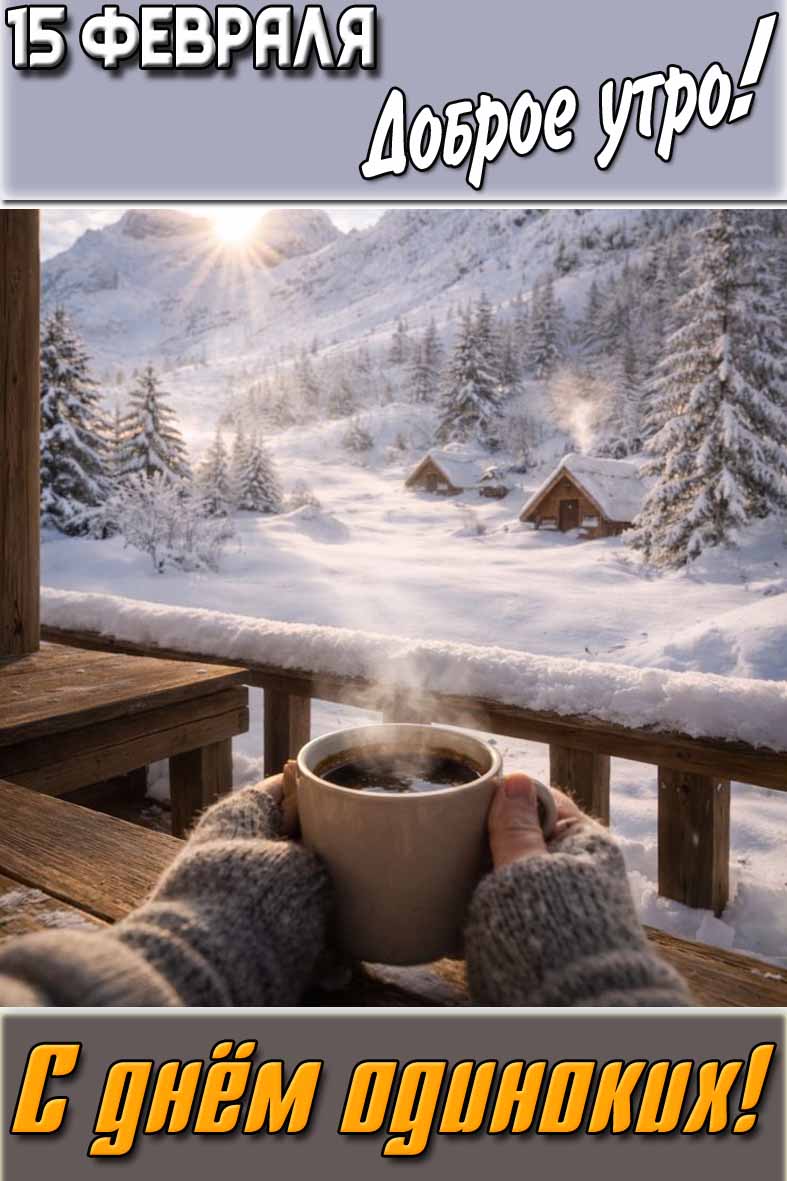 Картинка "15 февраля доброе утро! С днём одиноких!"
