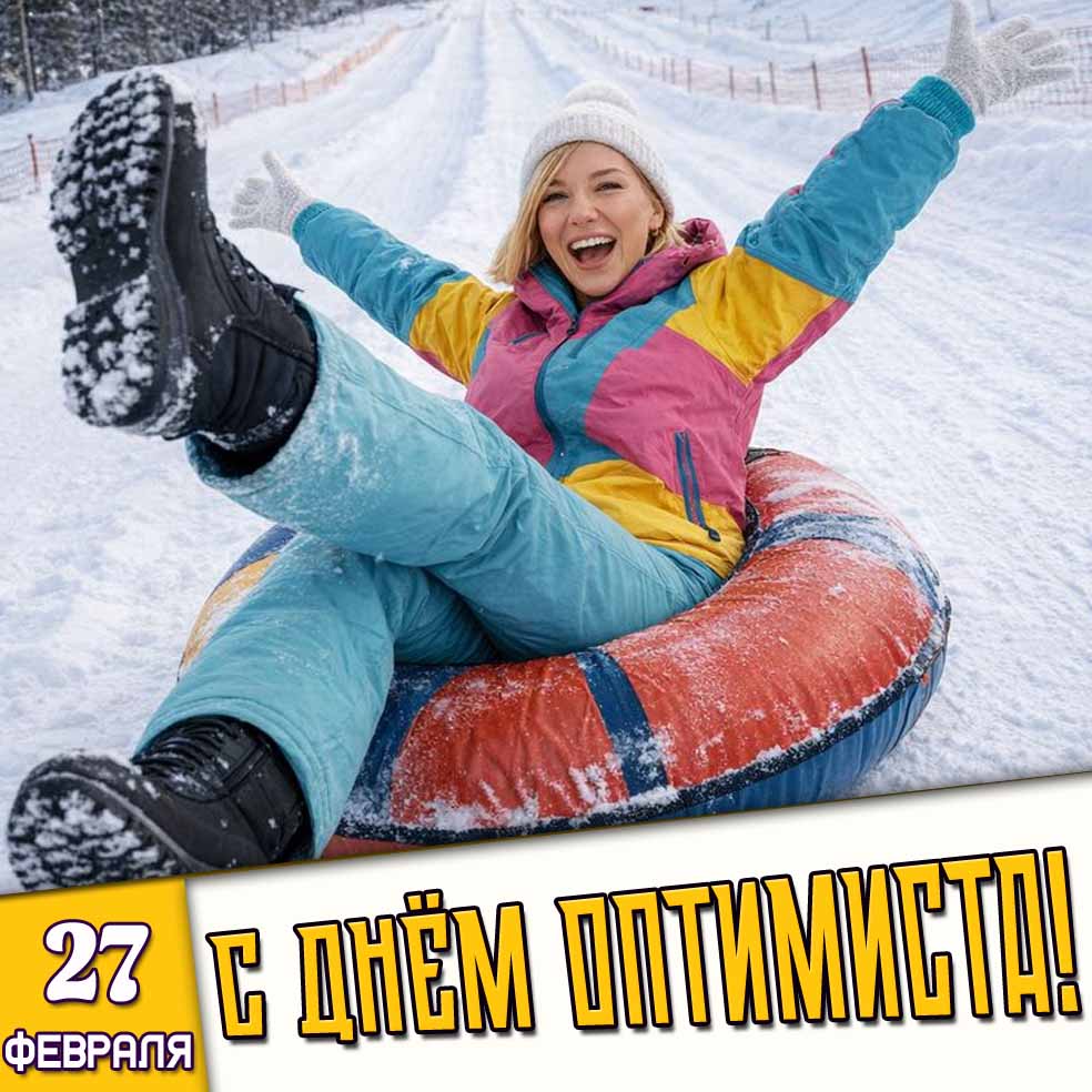 Открытка 27 февраля - С днём оптимиста!