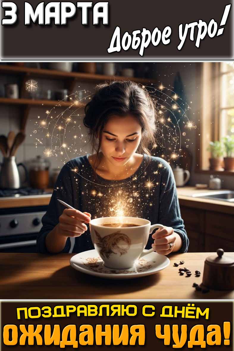 Картинка "3 марта доброе утро! Поздравляю с днём ожидания чуда!"