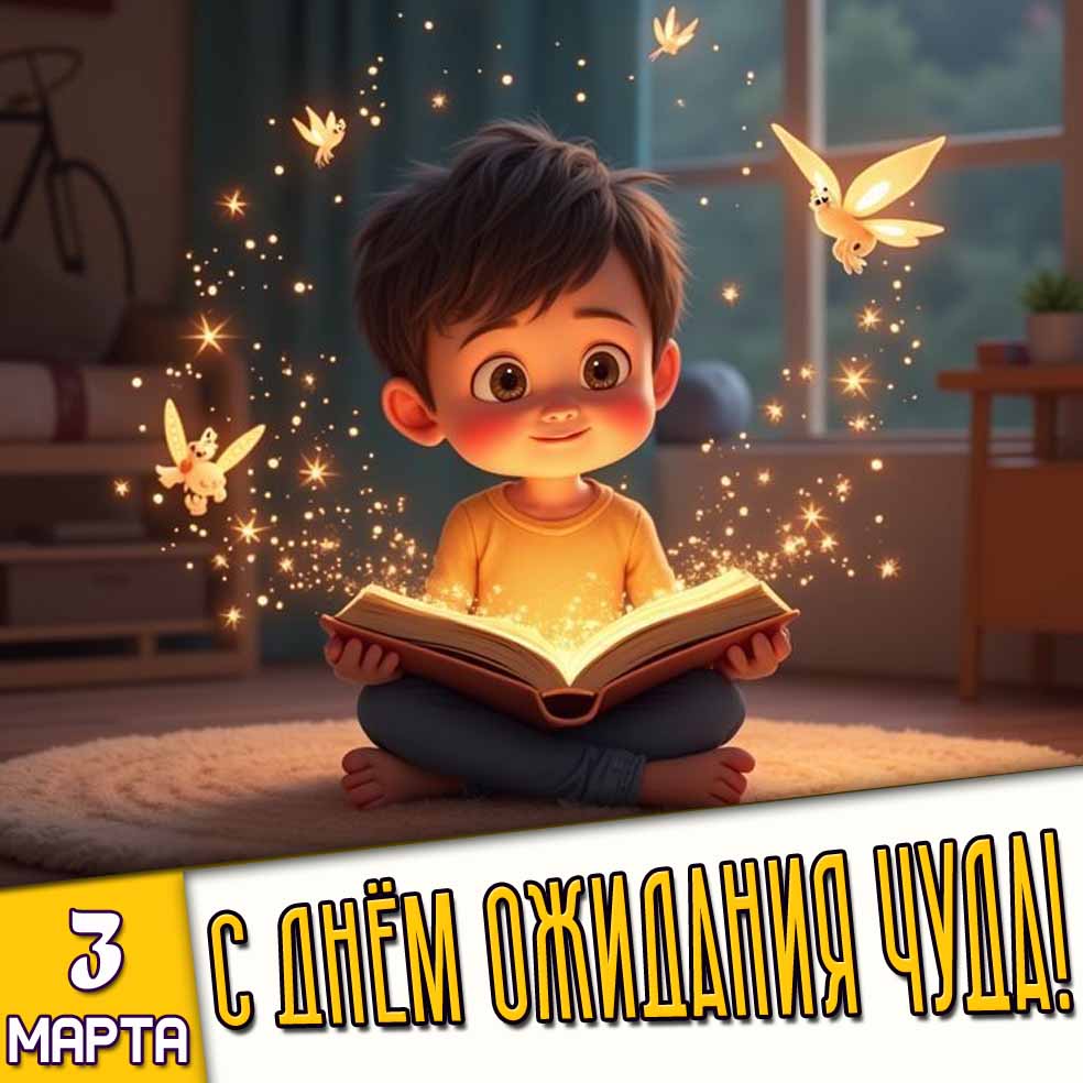 Открытка 3 марта - с днём ожидания чуда!