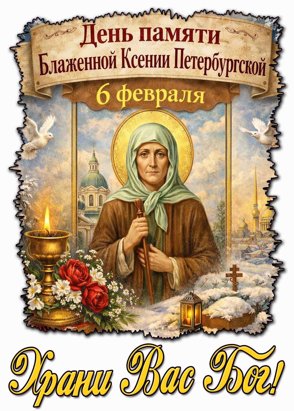 Картинка "6 февраля - день памяти блаженной Ксении Петербургской! Храни Вас Бог!"