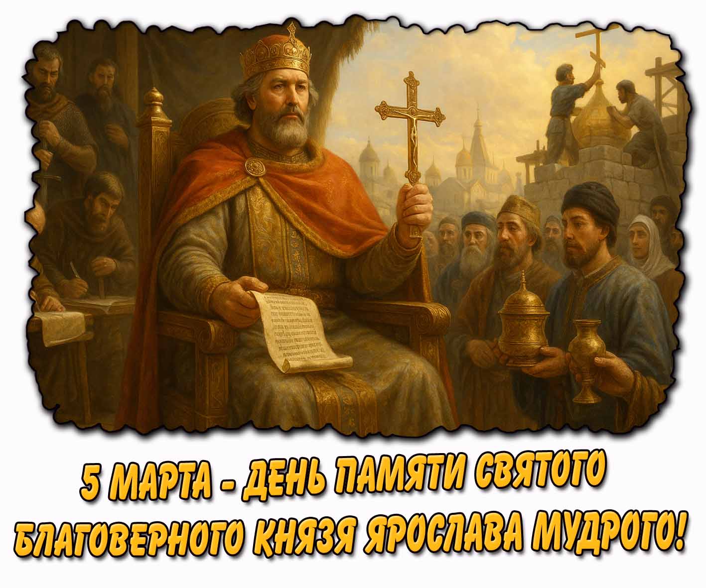 Картинка 5 марта - день памяти святого благоверного князя Ярослава Мудрого!