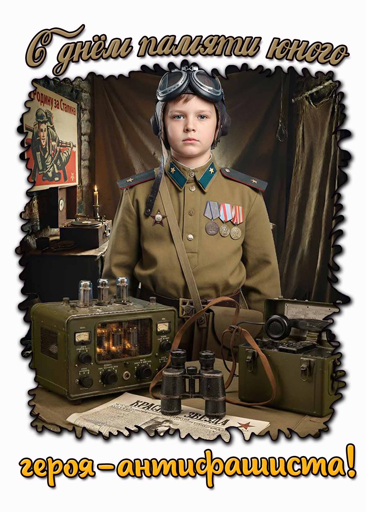 С днём памяти юного героя-антифашиста! - современная открытка