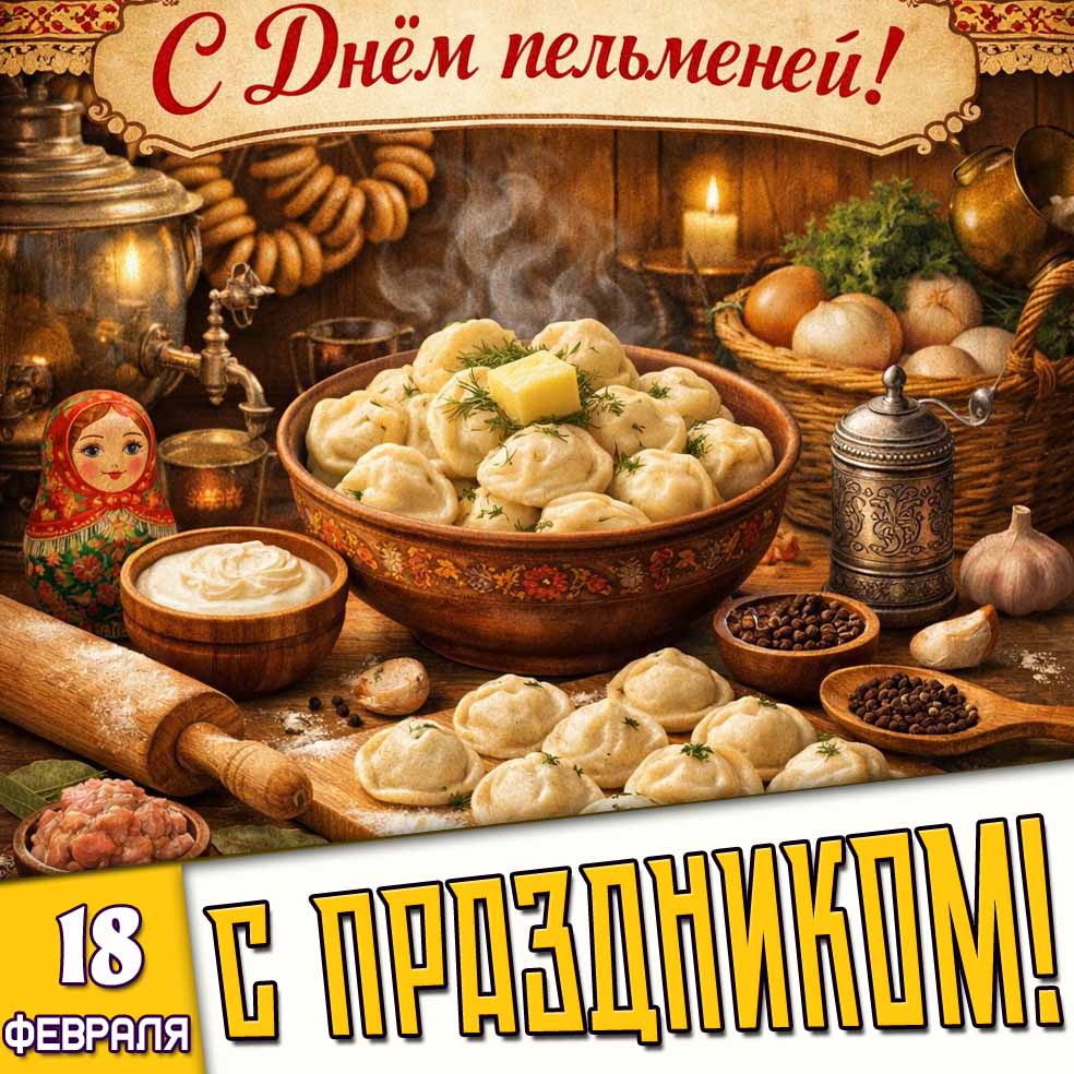 Картинка "18 февраля - С днём пельменей! С праздником!"