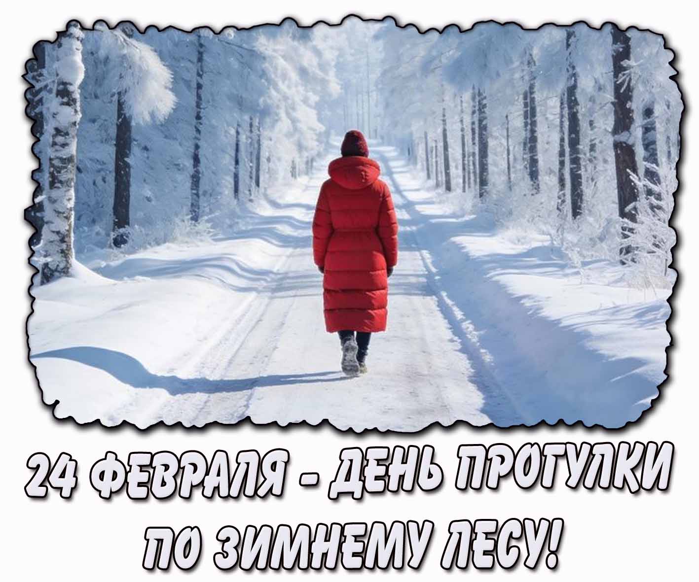 Картинка 24 февраля - день прогулки по зимнему лесу!