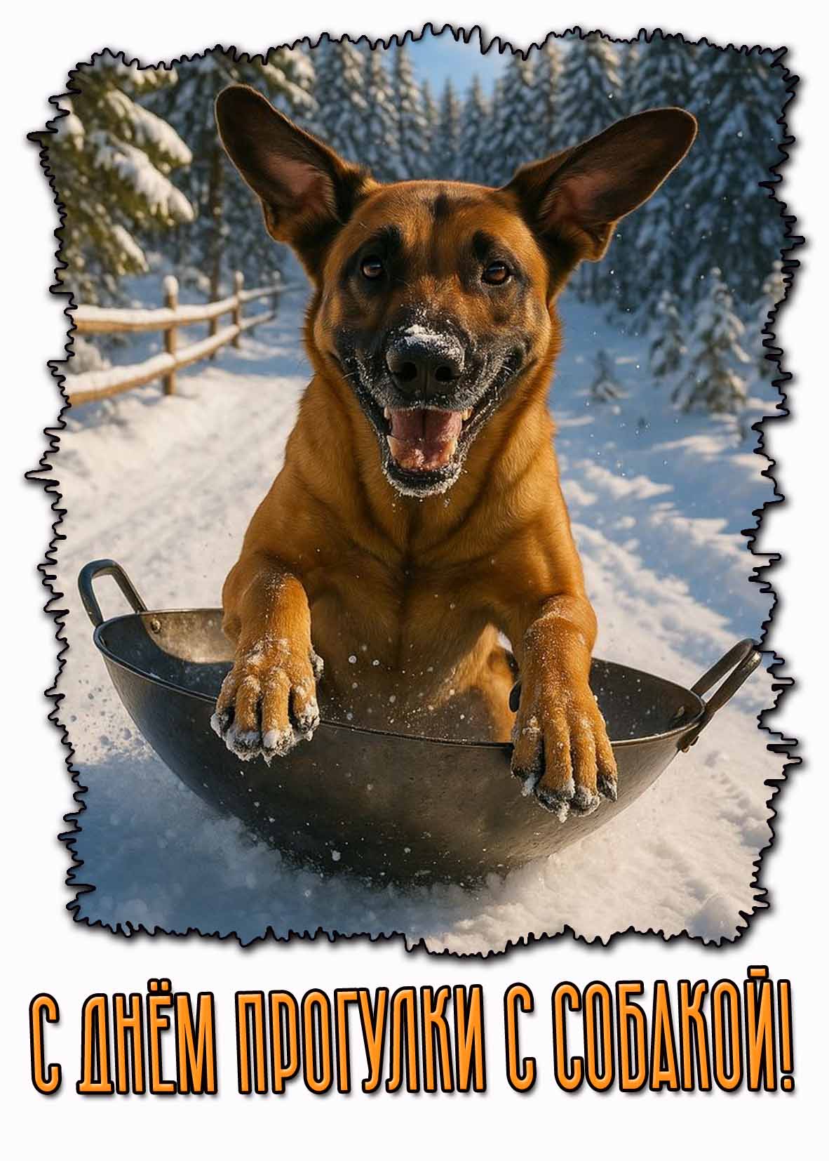 Прикольная открытка с днём прогулки с собакой