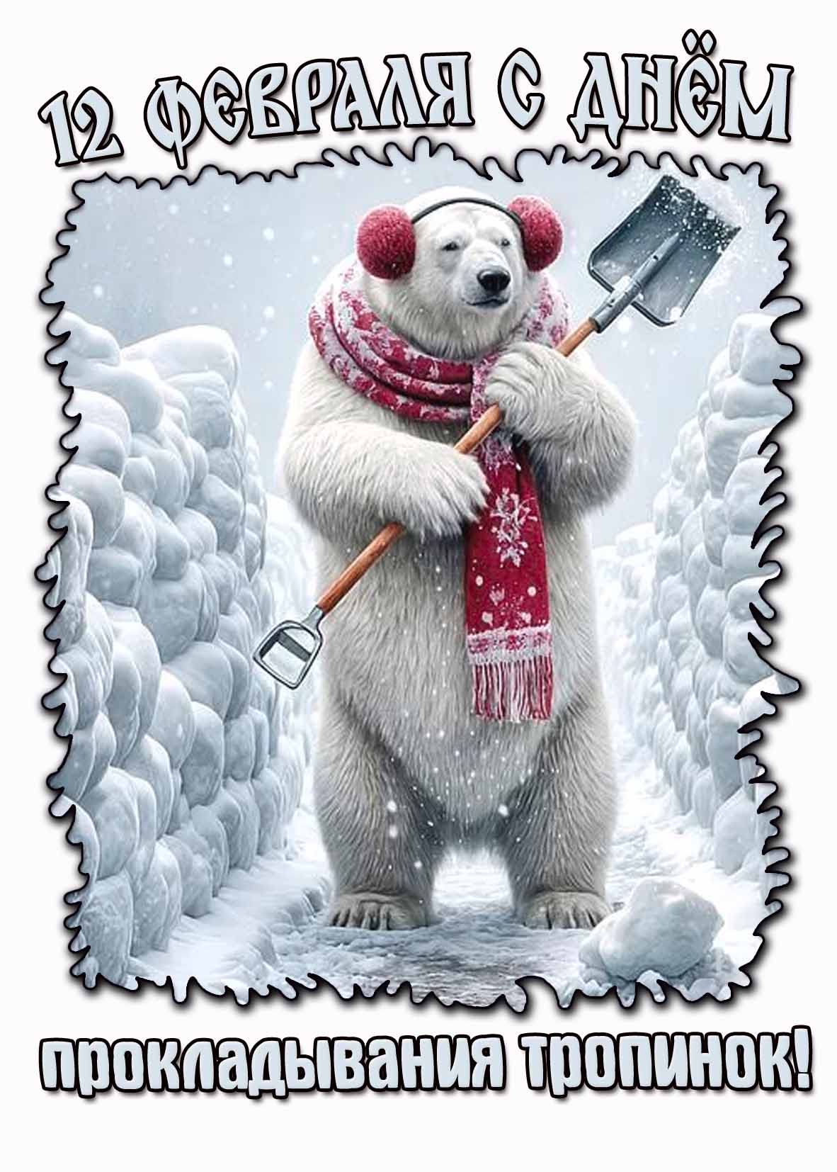Прикольная картинка "12 февраля с днём прокладывания тропинок!"