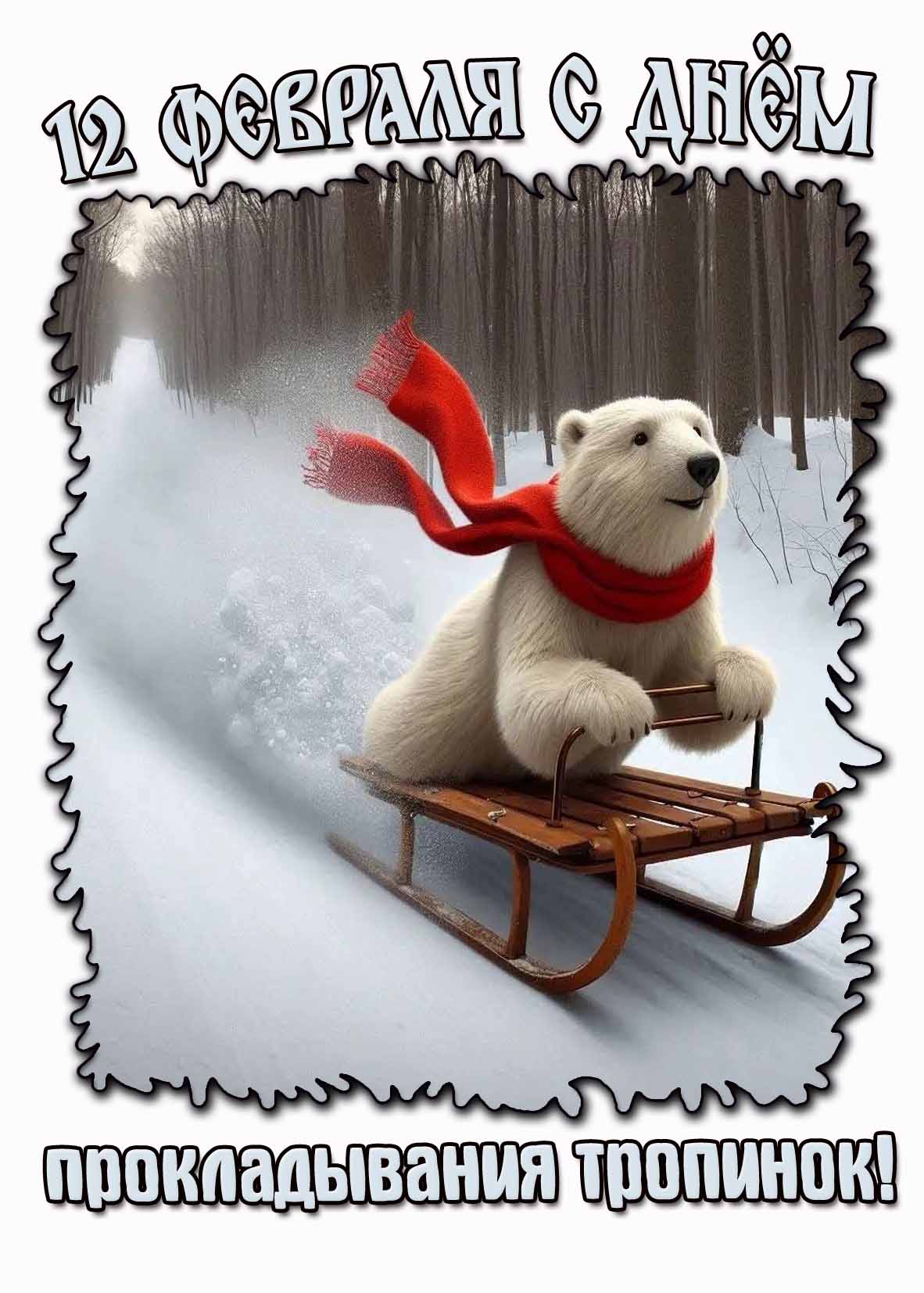 Смешная картинка "12 февраля - с днём прокладывания тропинок!"