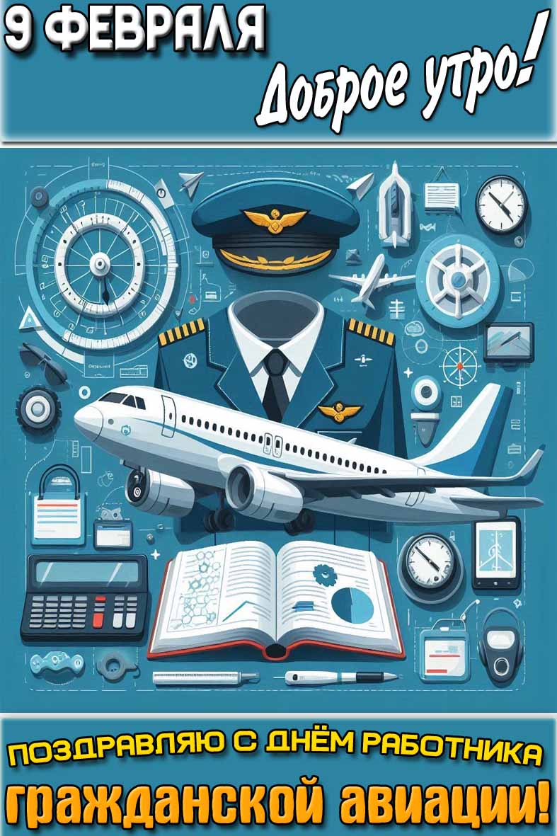 Картинка "9 февраля доброе утро! Поздравляю с днём работника гражданской авиации!"