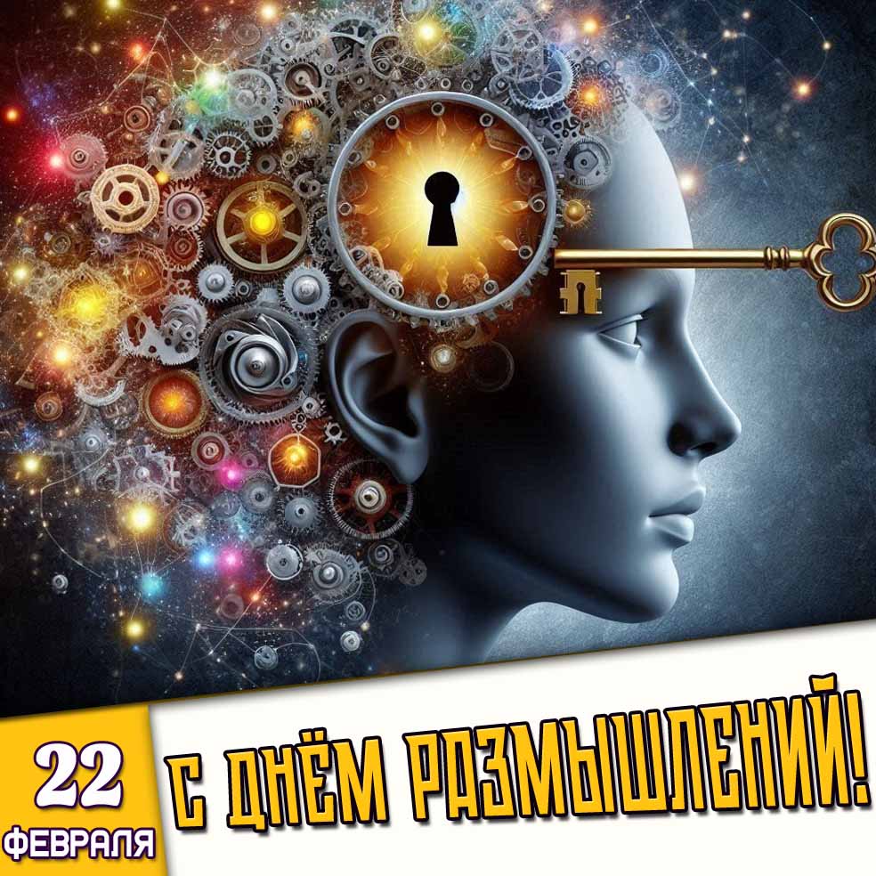 Креативная открытка 22 февраля - с днём размышлений!