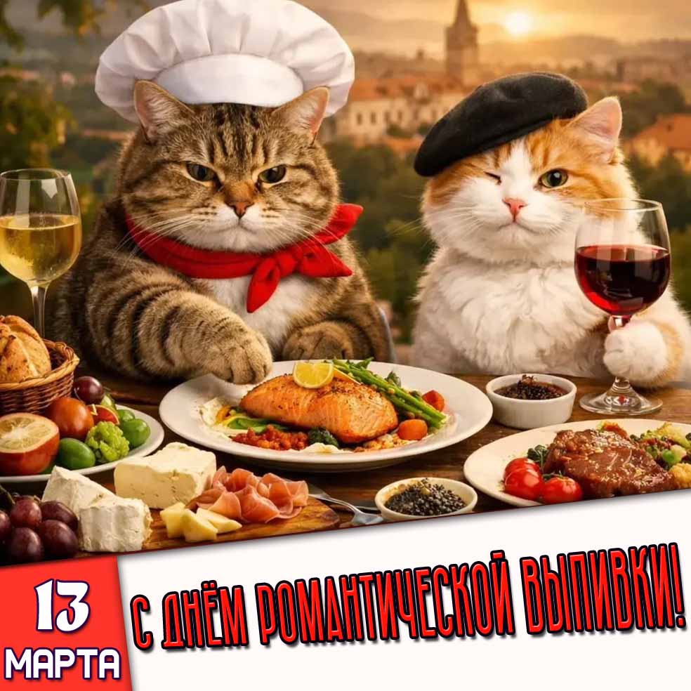 Прикольная картинка 13 марта - с днём романтической выпивки!