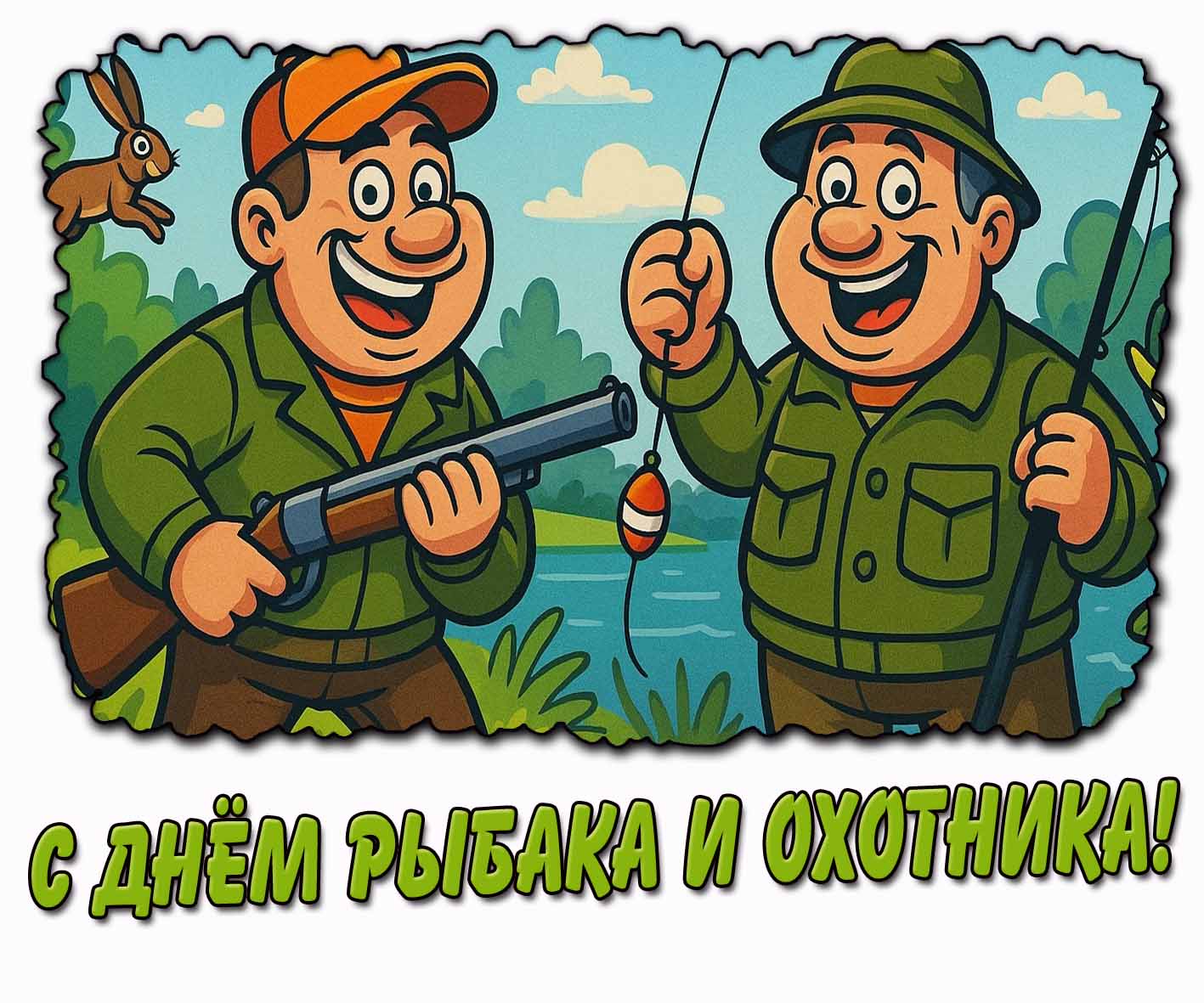 Прикольная картинка с днём рыбака и охотника