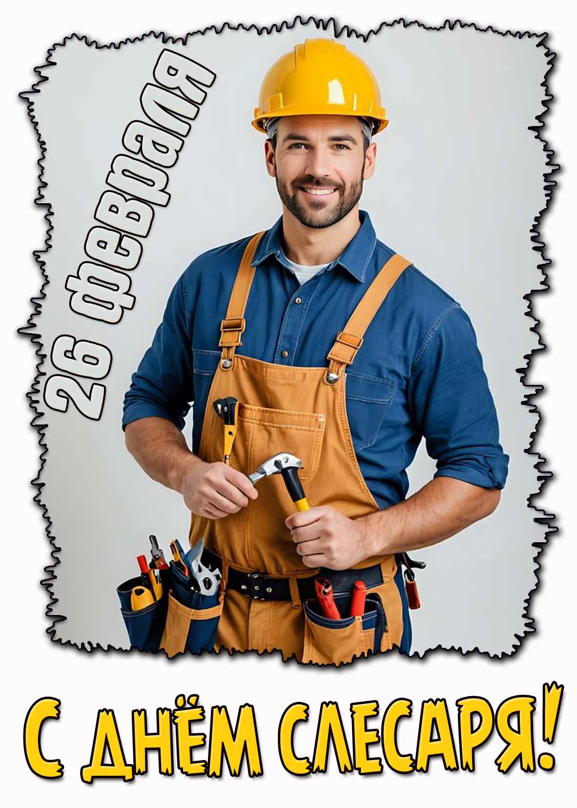 С днём слесаря! - прикольная открытка на 26 февраля