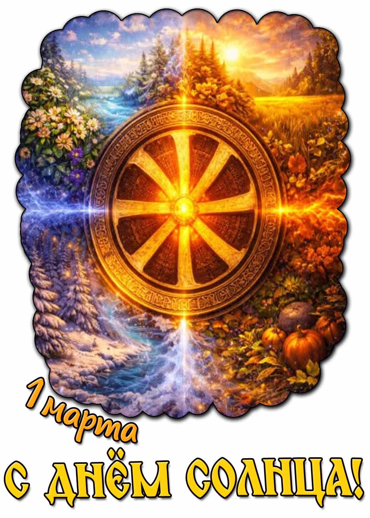 Красивая открытка 1 марта - с днём солнца!
