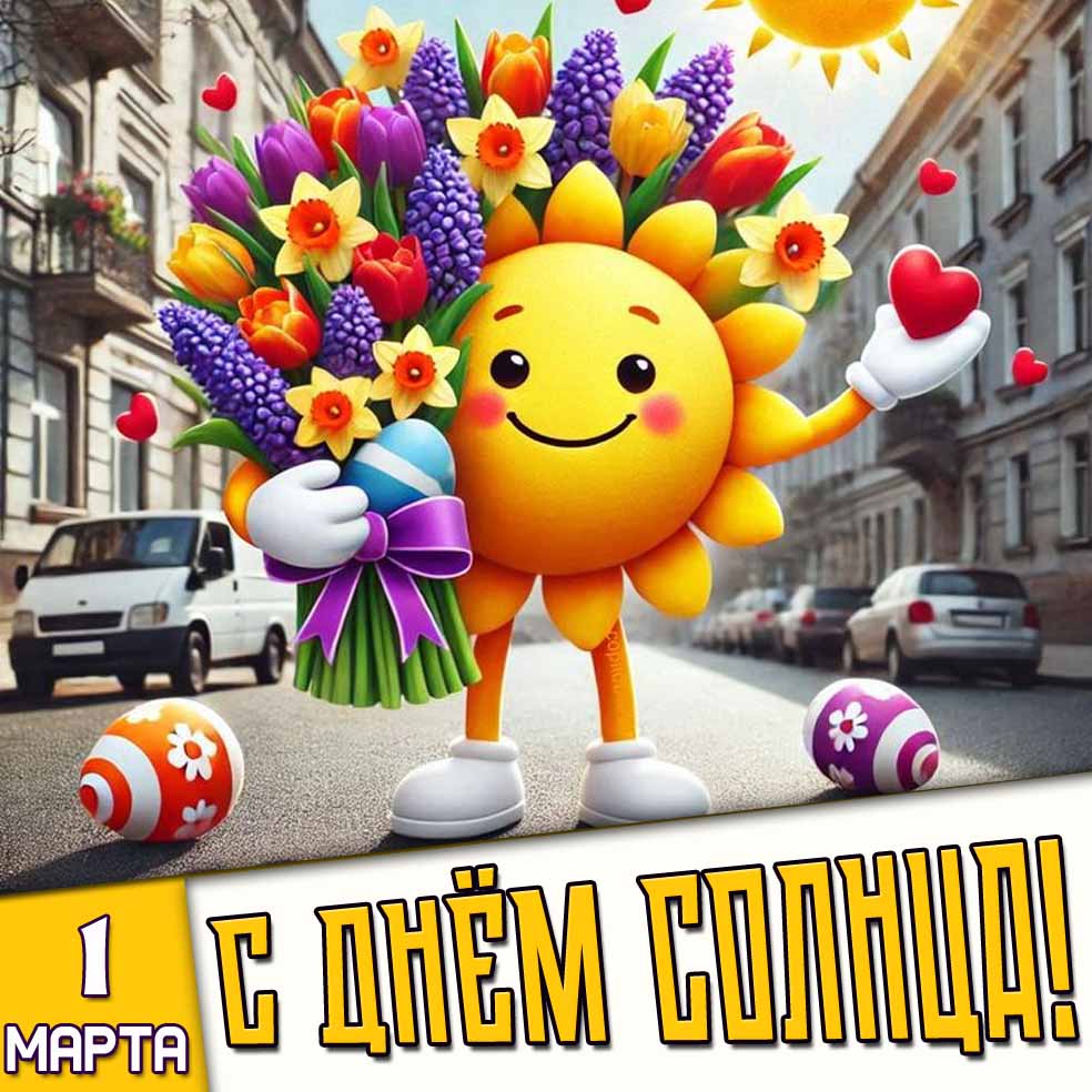 Открытка 1 марта - с днём солнца!