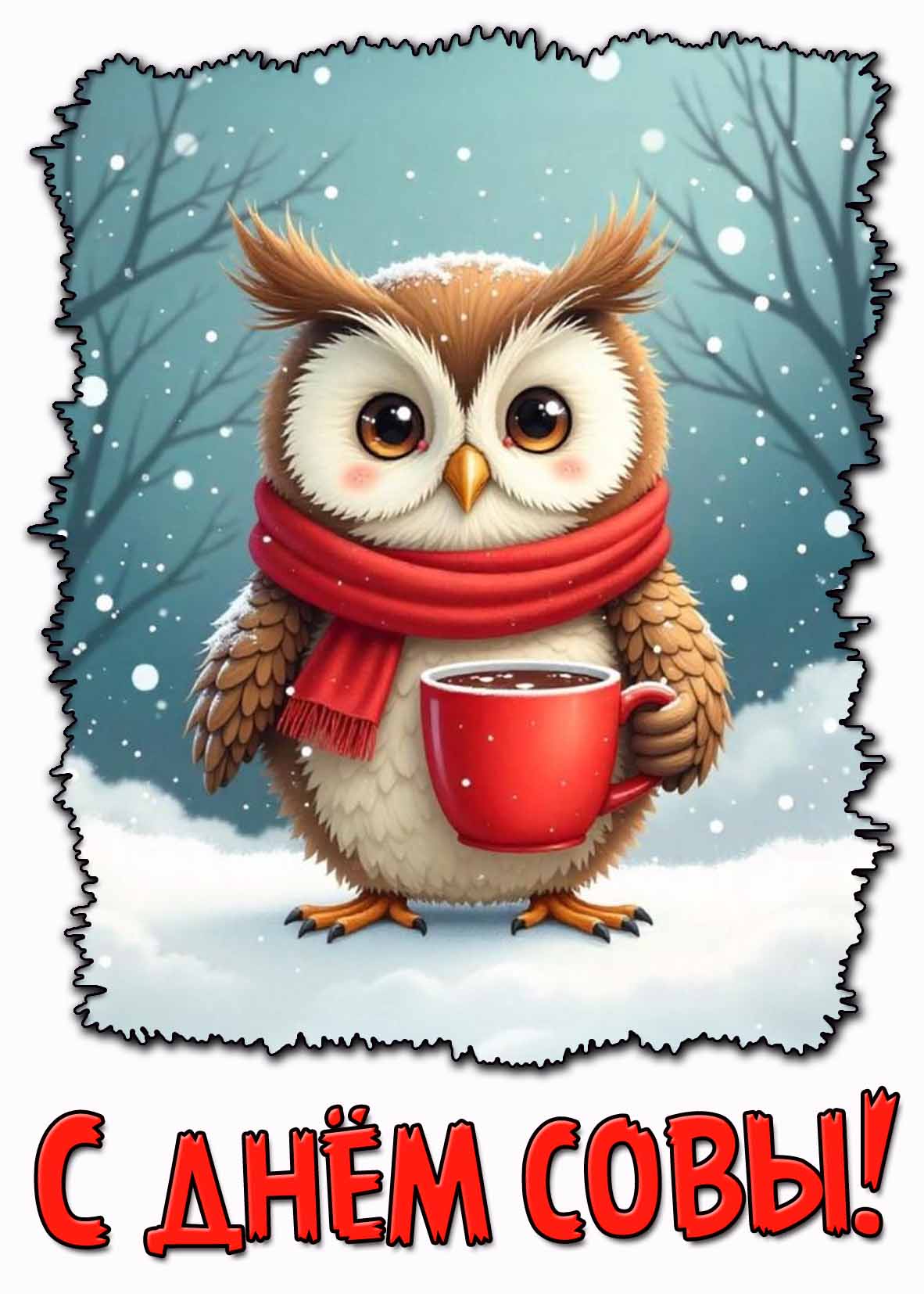 Открытка с днём совы