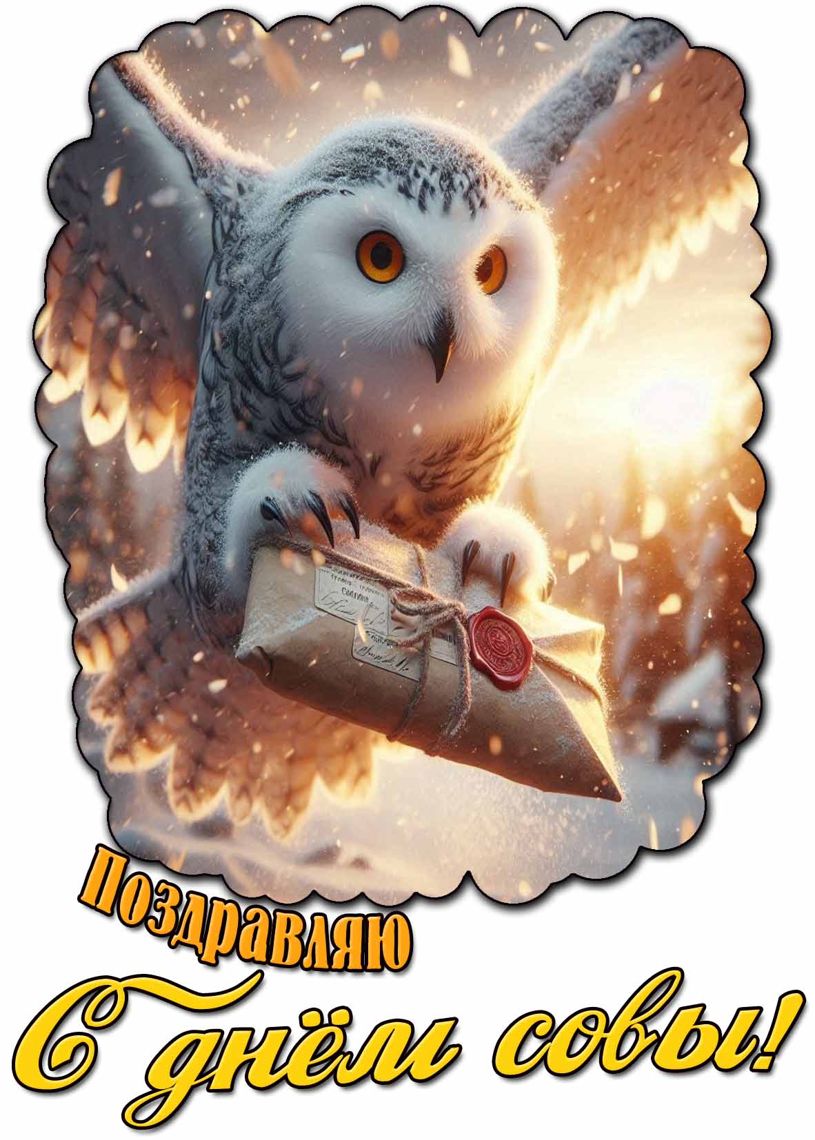 Красивая картинка "Поздравляю с днём совы!"