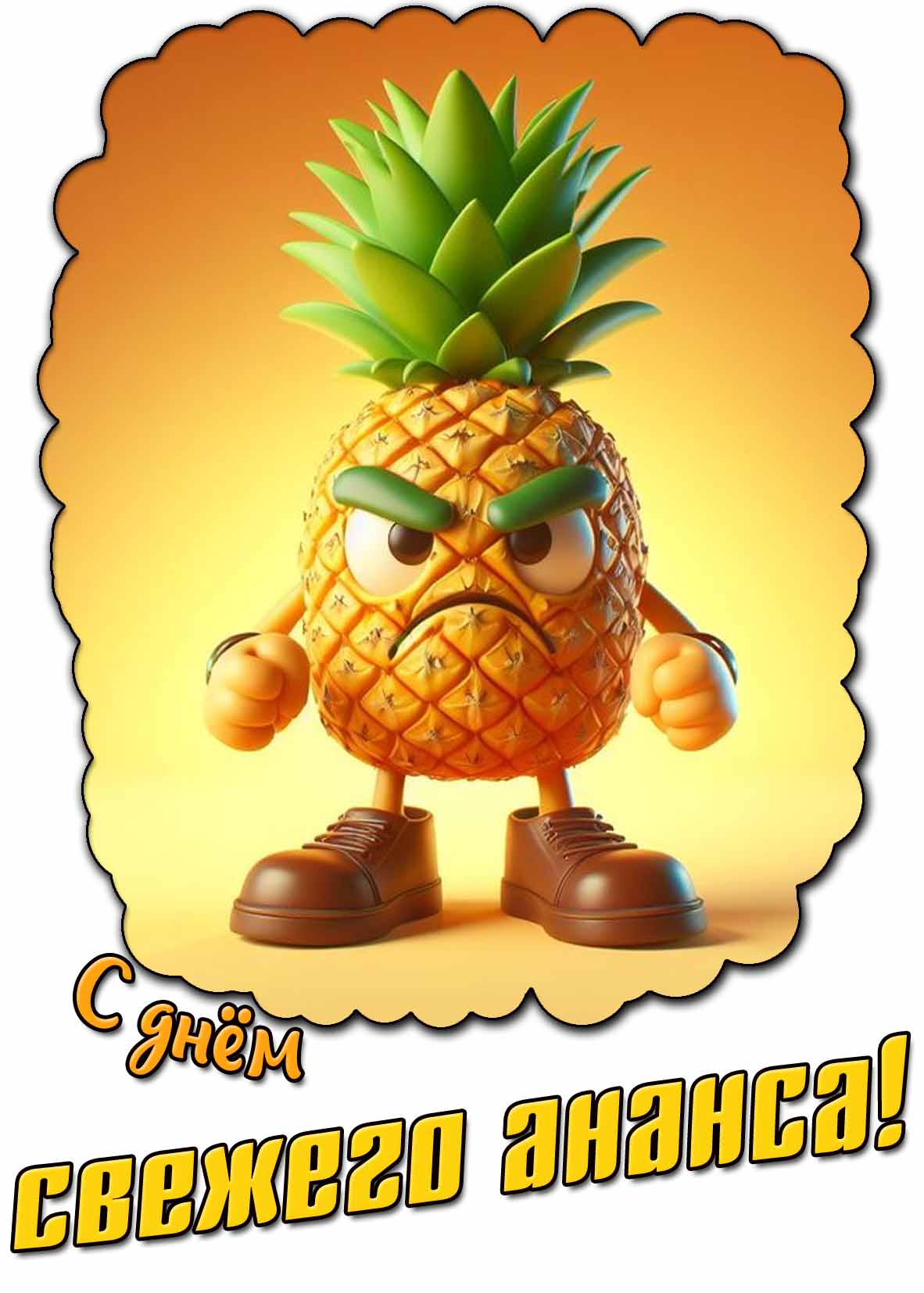 Смешная открытка с днём свежего ананаса