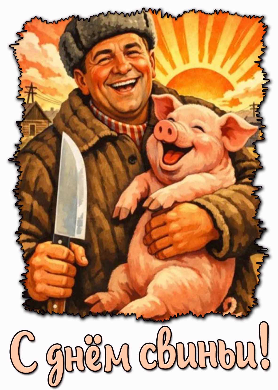 С днём свиньи! - прикольная открытка