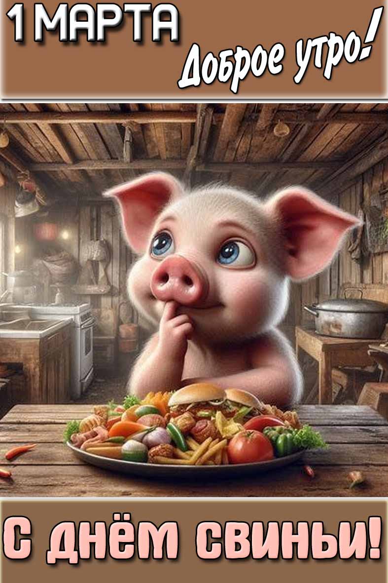 Картинка "1 марта доброе утро! С днём свиньи!"