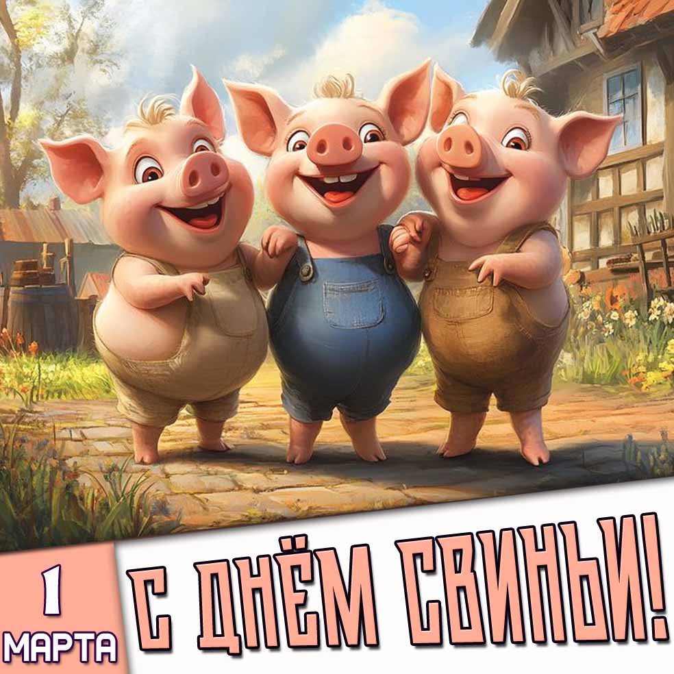 Открытка 1 марта - с днём свиньи!