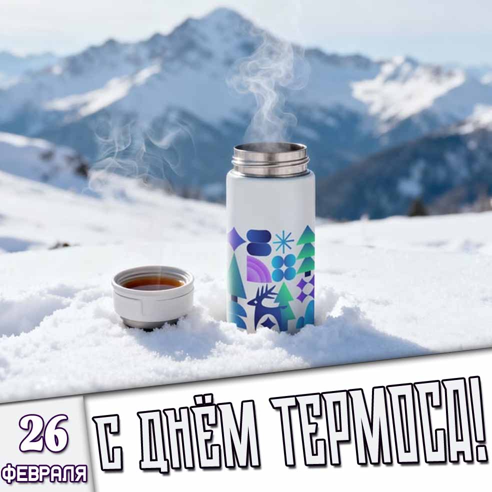 Открытка 26 февраля - с днём термоса!