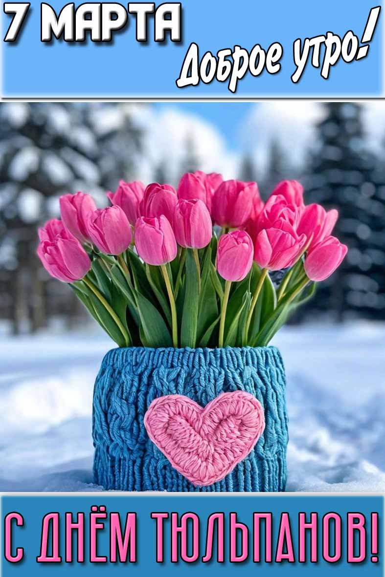 Открытка "7 марта доброе утро! С днём тюльпанов!"