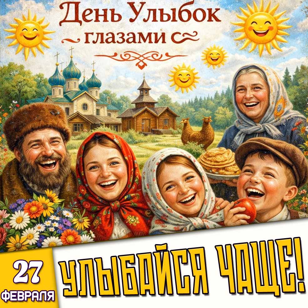 Картинка "27 февраля - день улыбок глазами! Улыбайся чаще!"