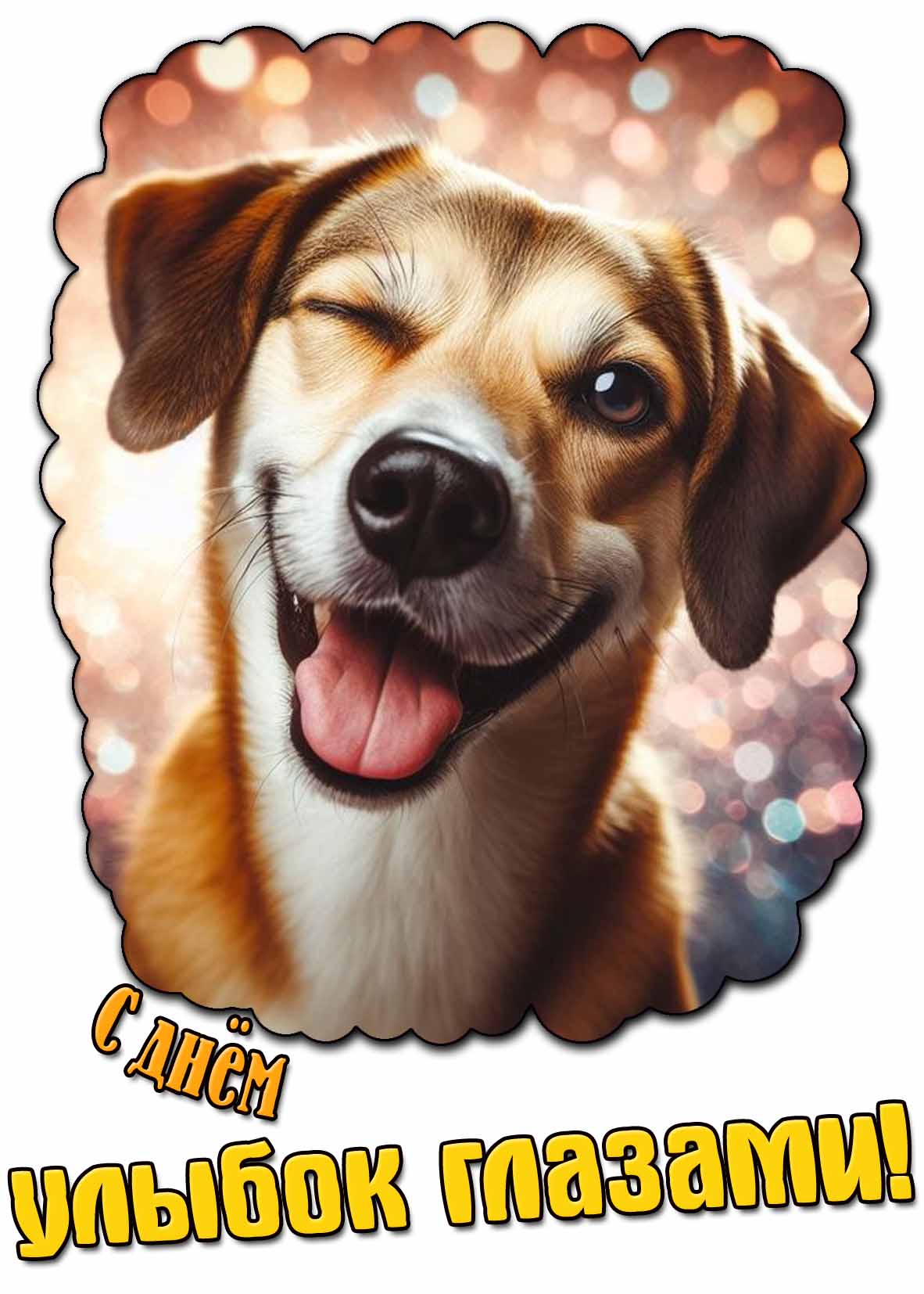 С днём улыбок глазами! - открытка с собакой