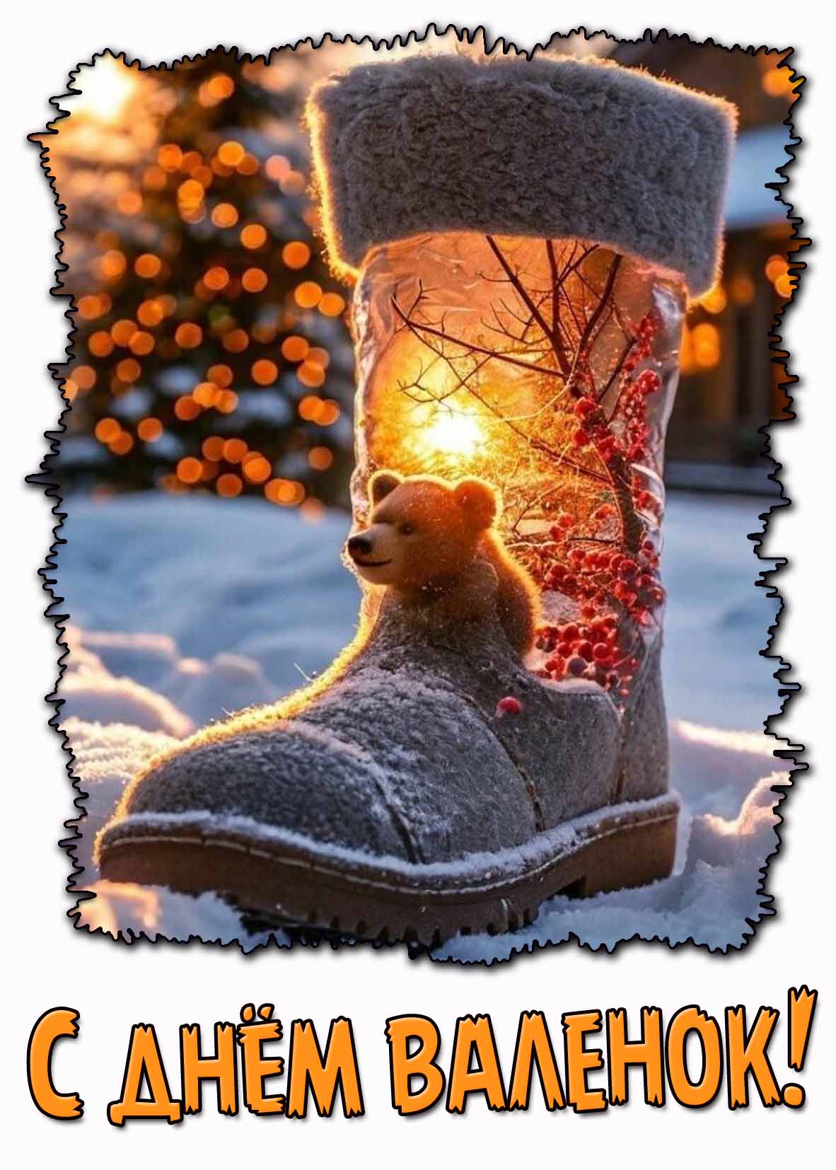С днём валенок! - красивая открытка