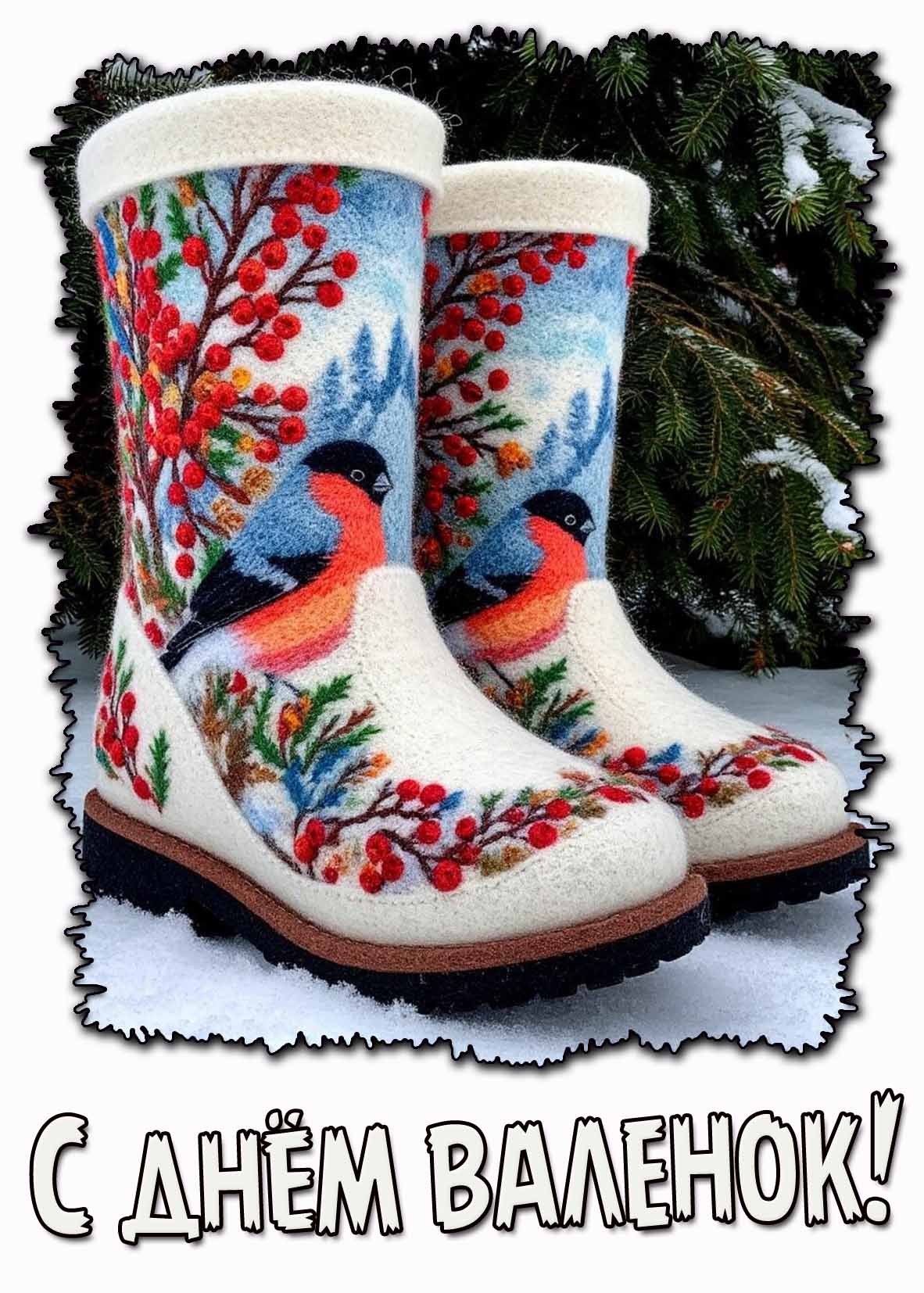 Открытка с днём валенок