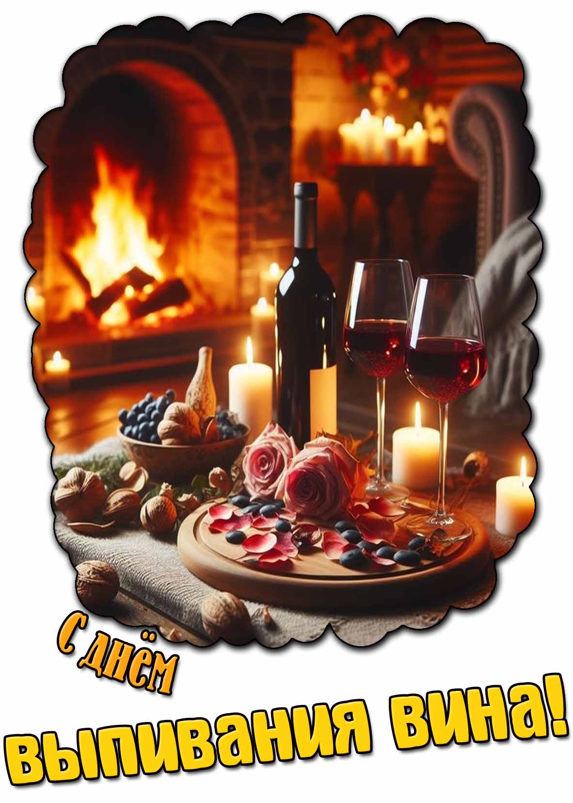 С днём выпивания вина! - романтическая открытка
