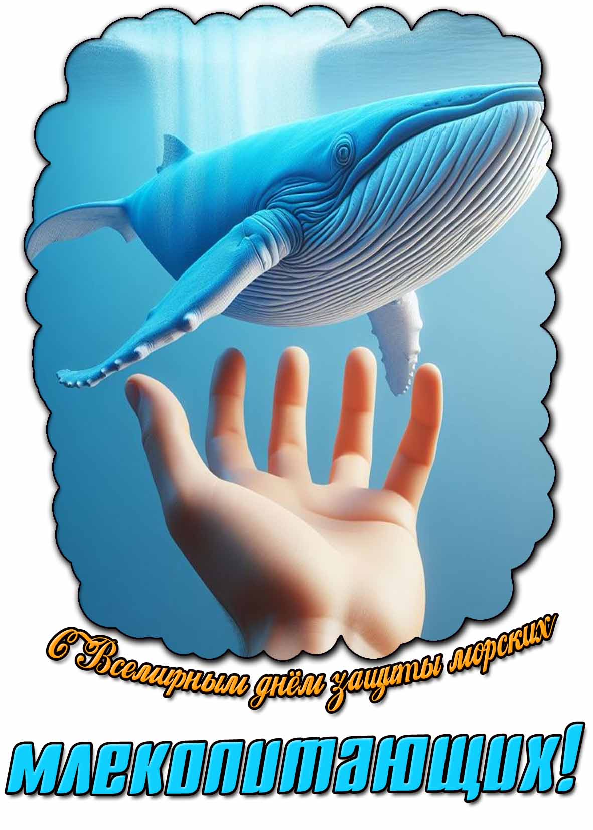 С Всемирным днём защиты морских млекопитающих! - открытка с китом