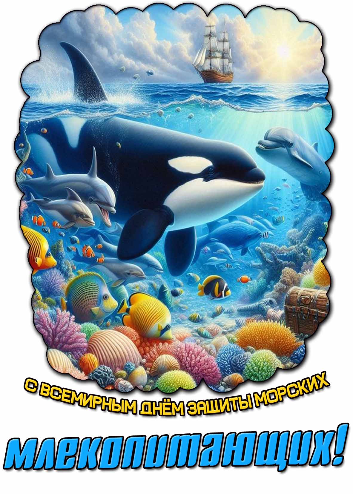Картинка с Всемирным днём защиты морских млекопитающих