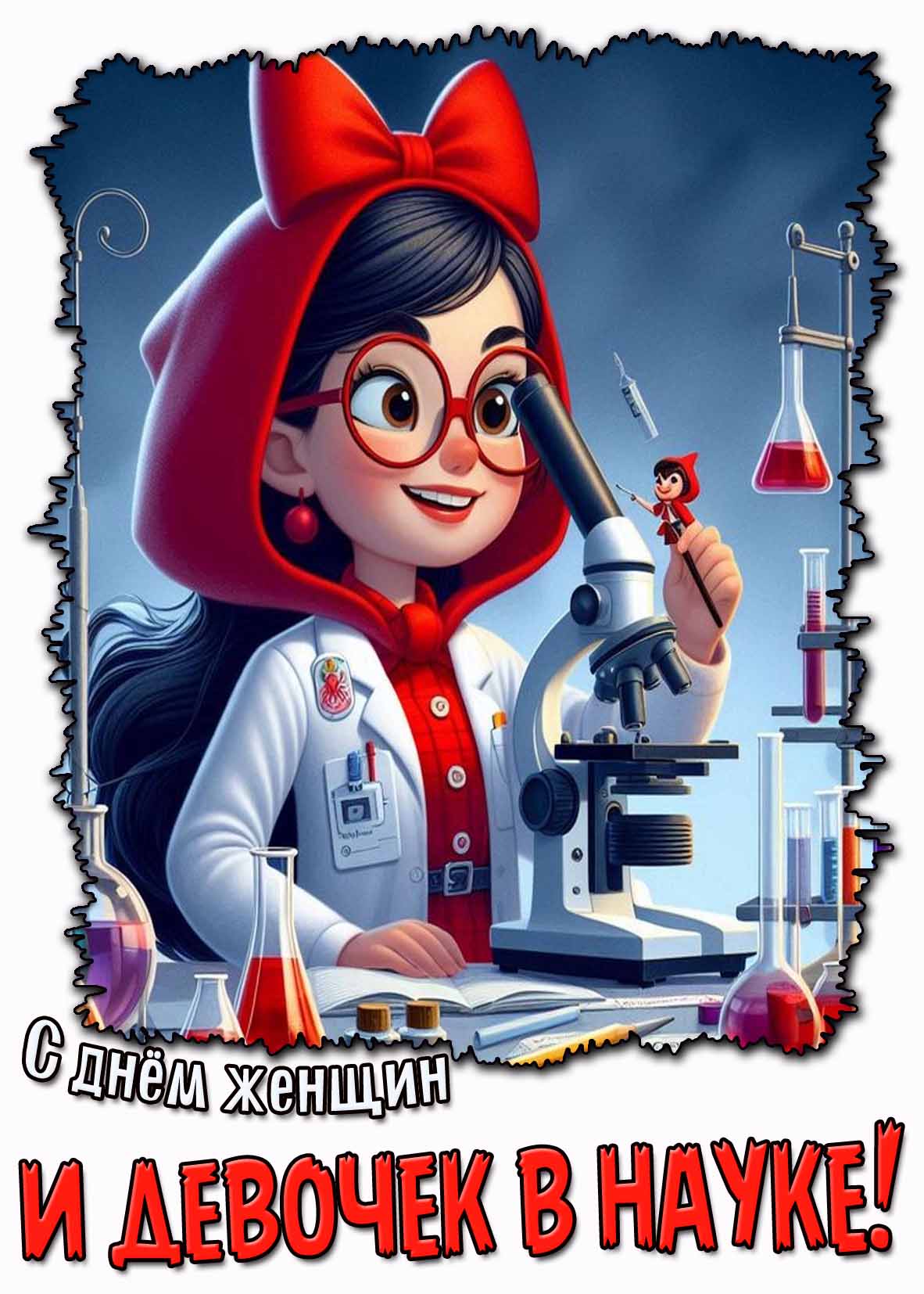Картинка с днём женщин и девочек в науке