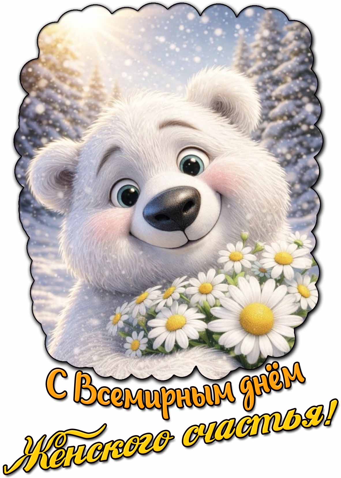 Прикольная открытка с Всемирным днём женского счастья