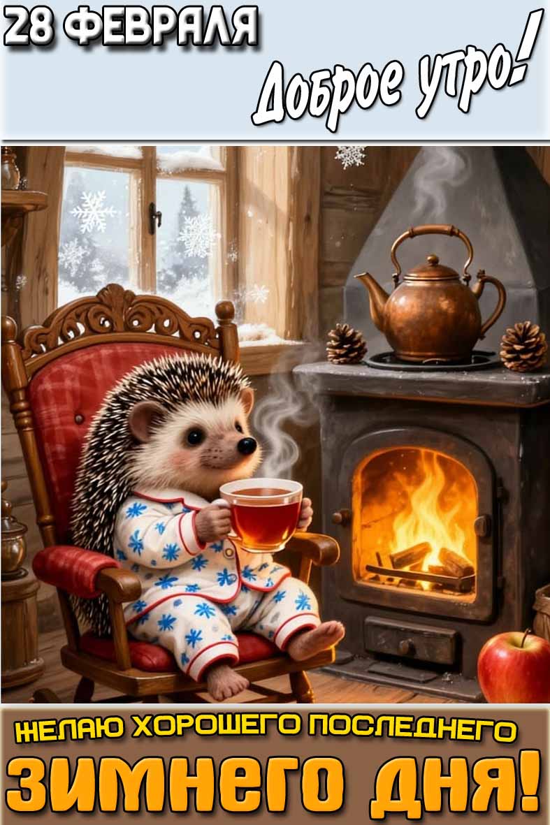 Картинка "28 февраля доброе утро! Желаю хорошего последнего зимнего дня!"
