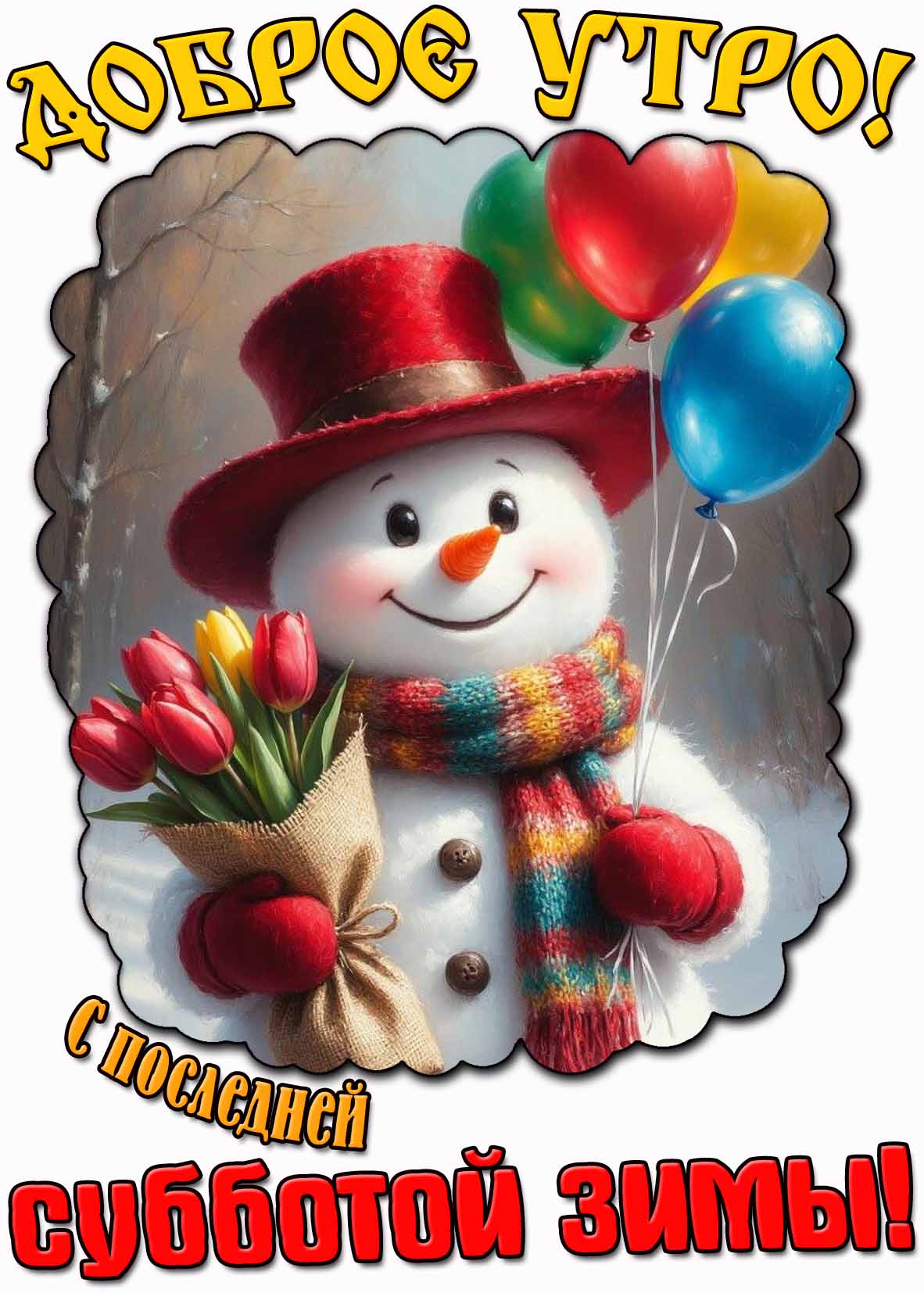 Открытка "Доброе утро! С последней субботой зимы!"