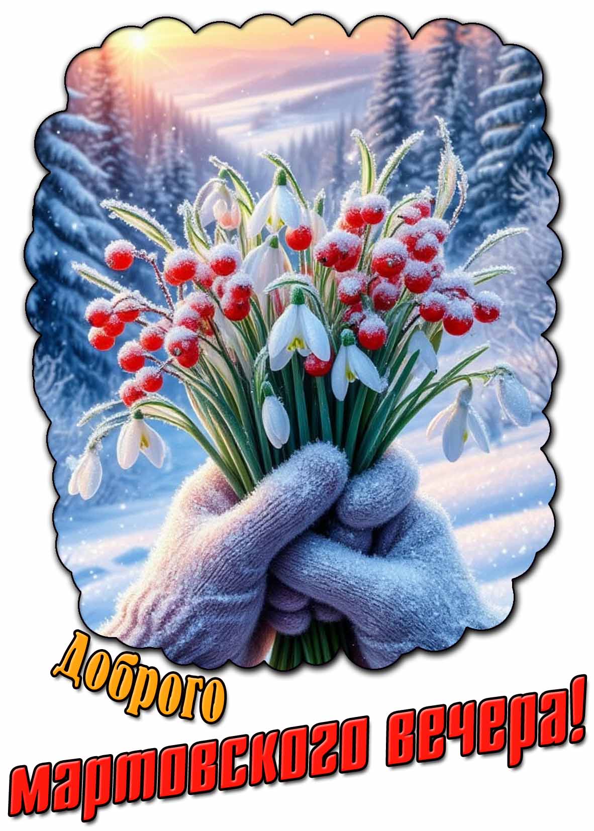 Доброго мартовского вечера! - открытка с цветами