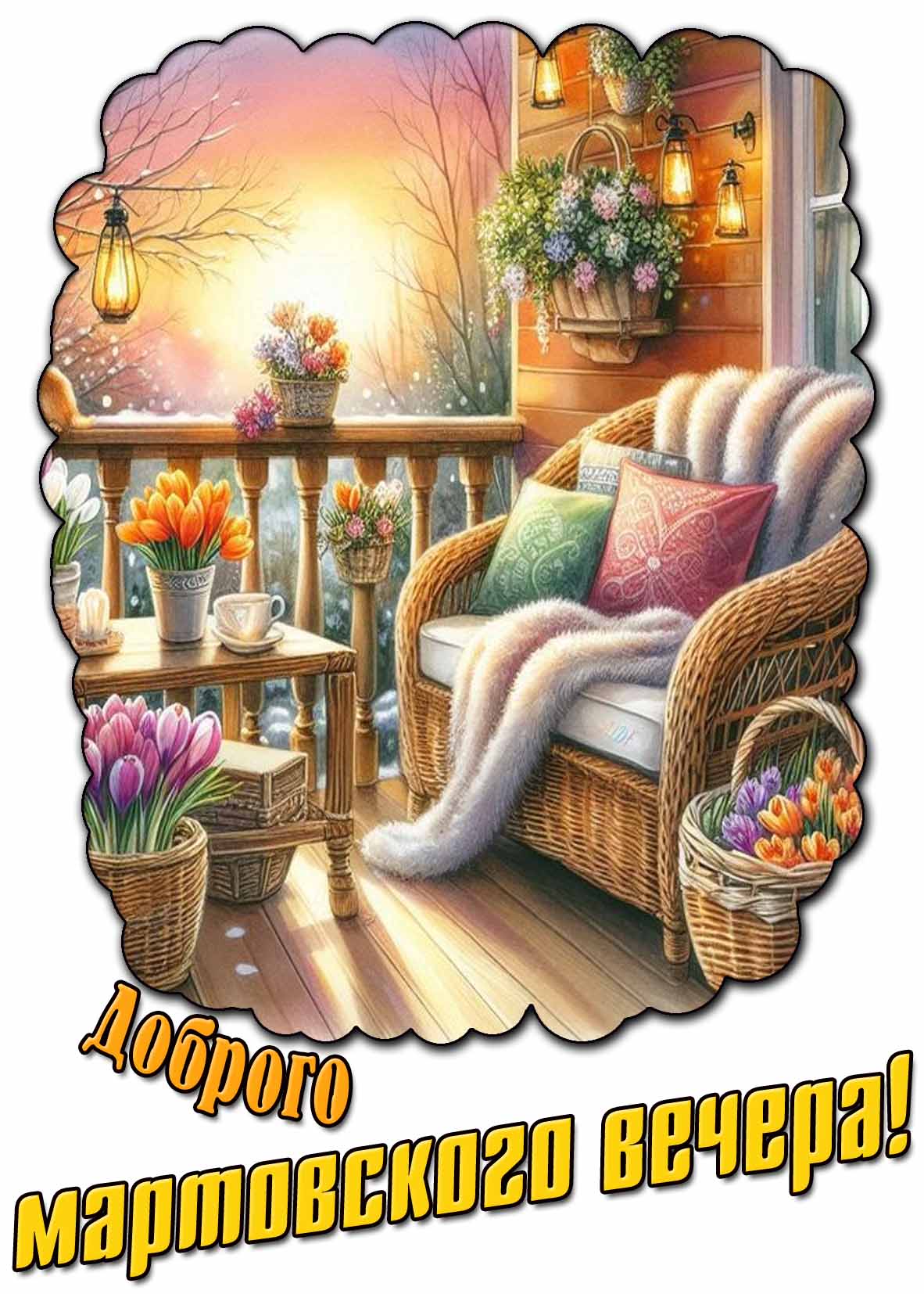 Открытка доброго мартовского вечера