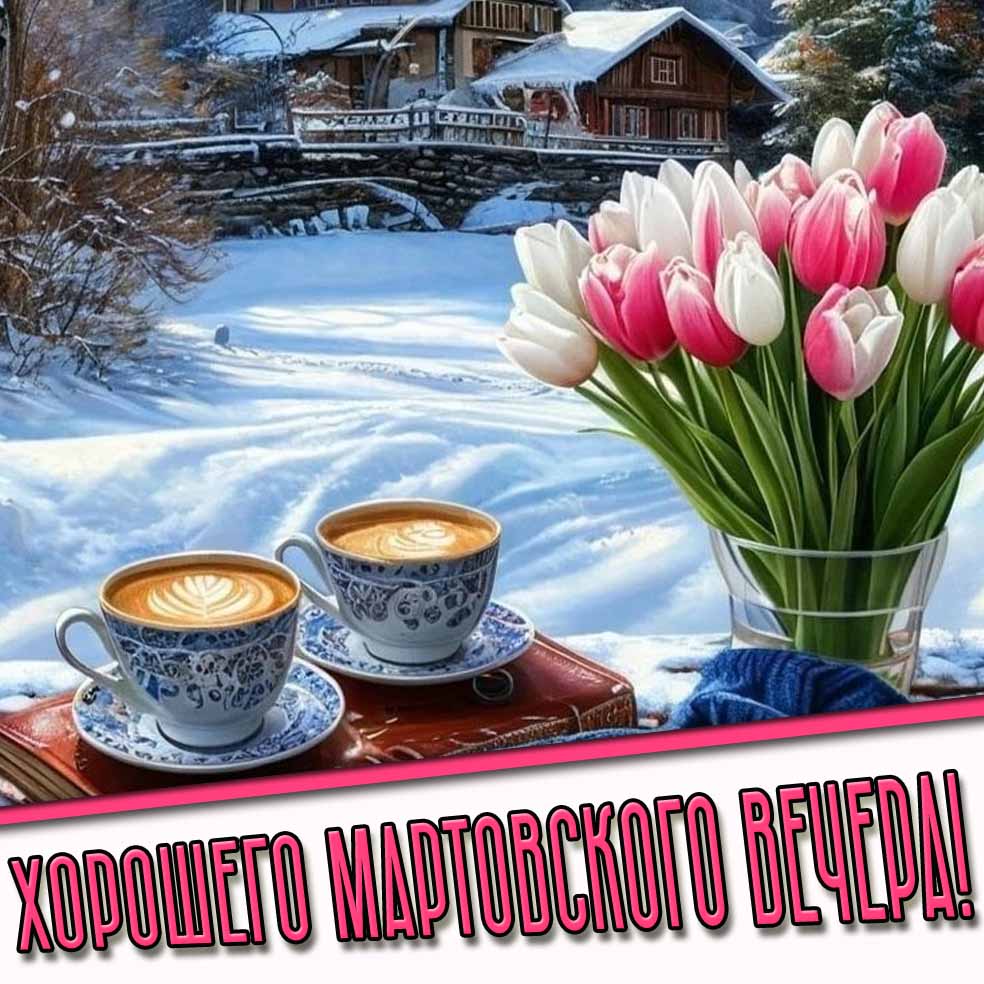 Хорошего мартовского вечера! - картинка с тюльпанами