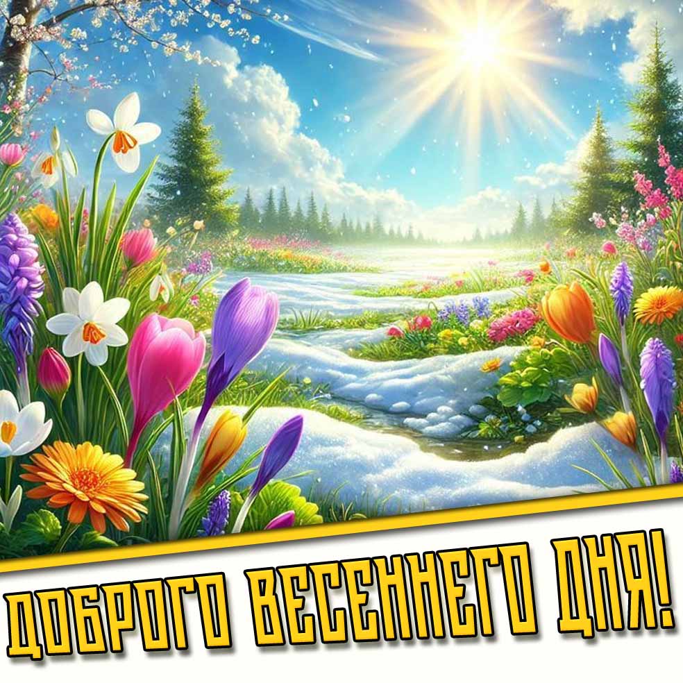 Доброго весеннего дня! - открытка с цветами