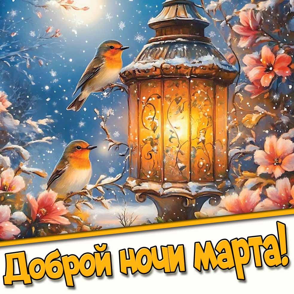 Доброй ночи марта! - открытка с цветами