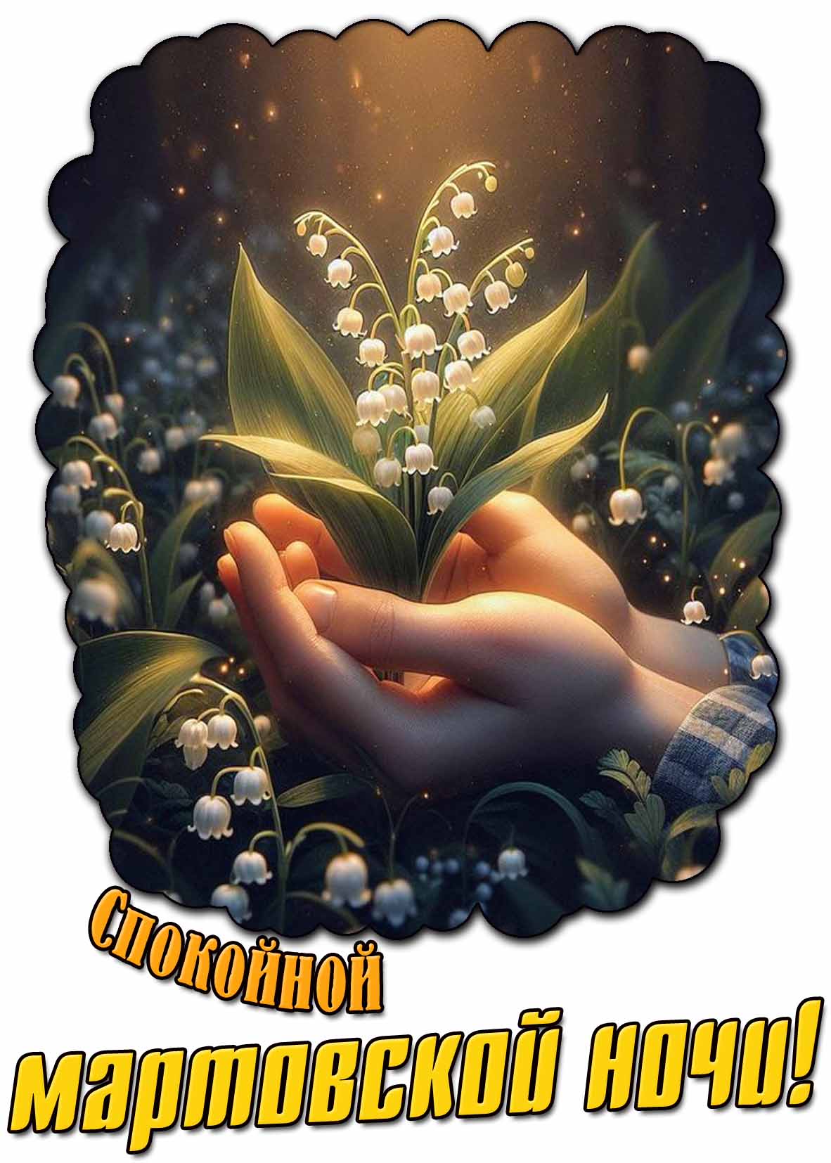 Спокойной мартовской ночи! - открытка с ландышами