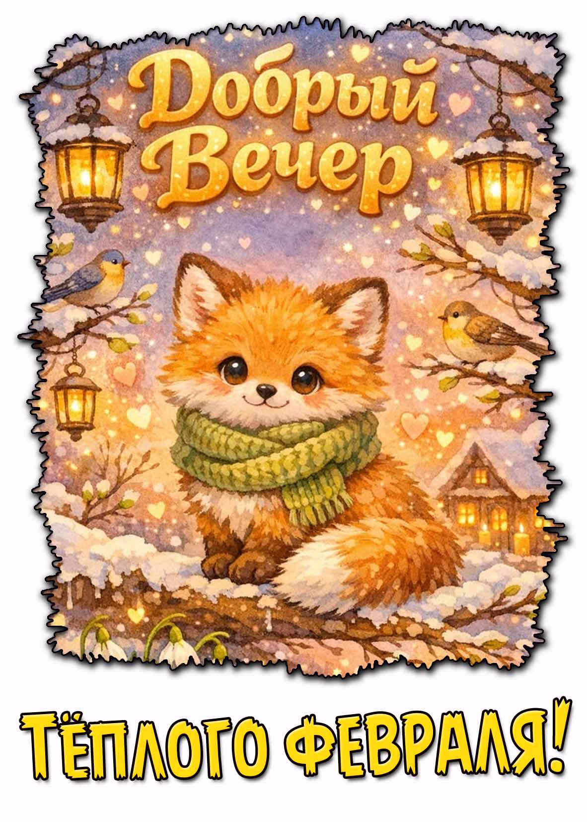 Открытка "Добрый вечер! Тёплого февраля!"