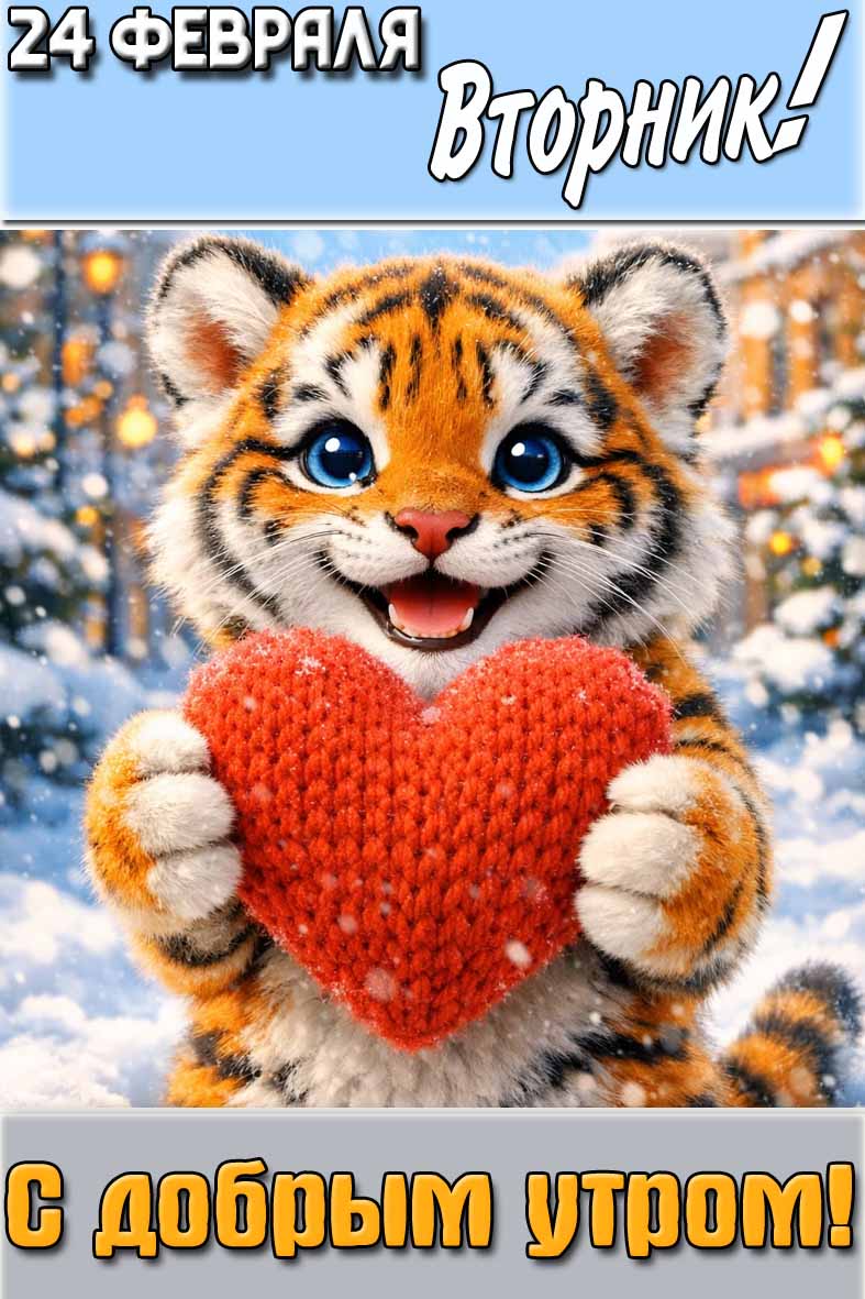 Открытка "24 февраля вторник! С добрым утром!"