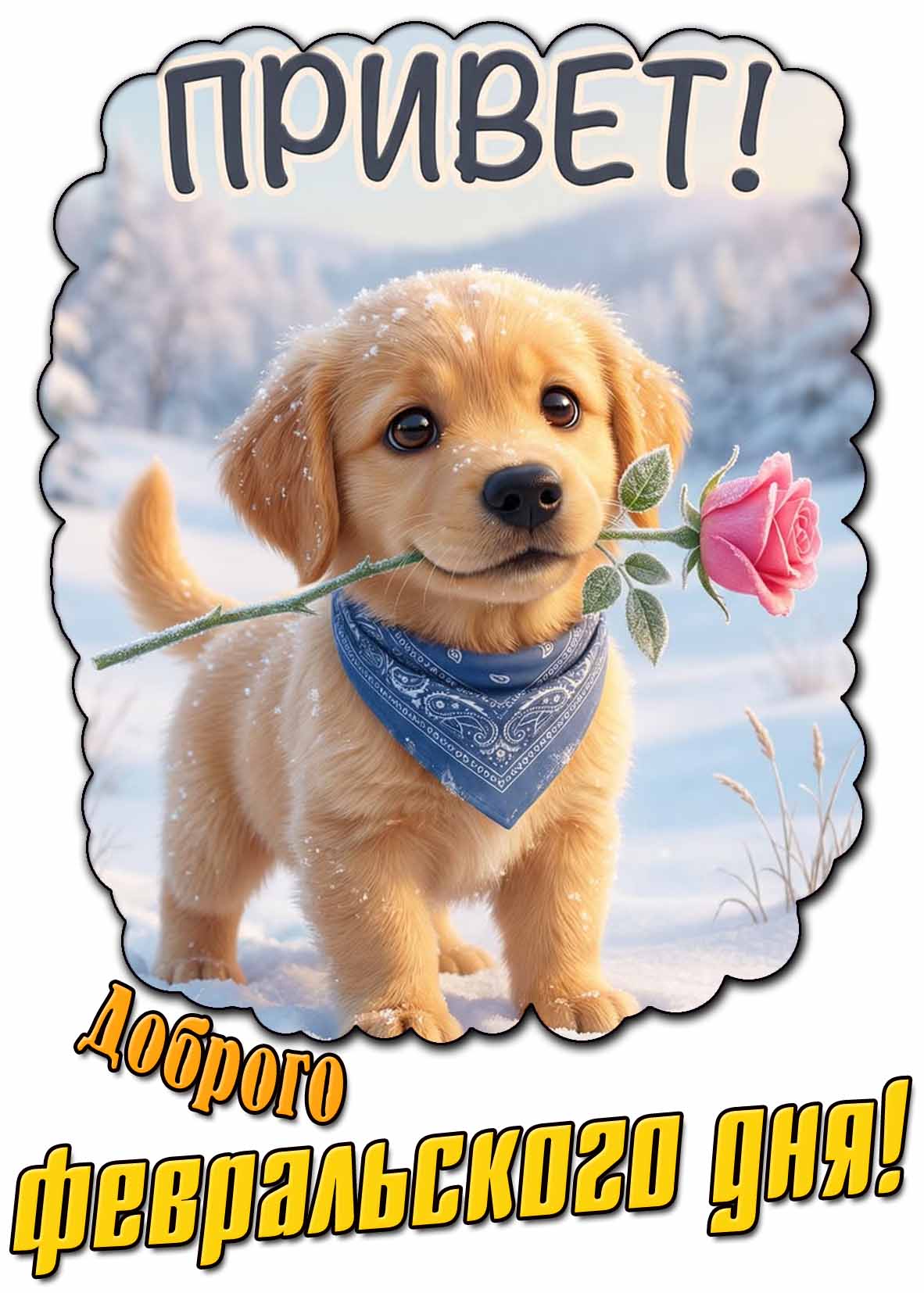 Прикольная картинка "Привет! Доброго февральского дня!"