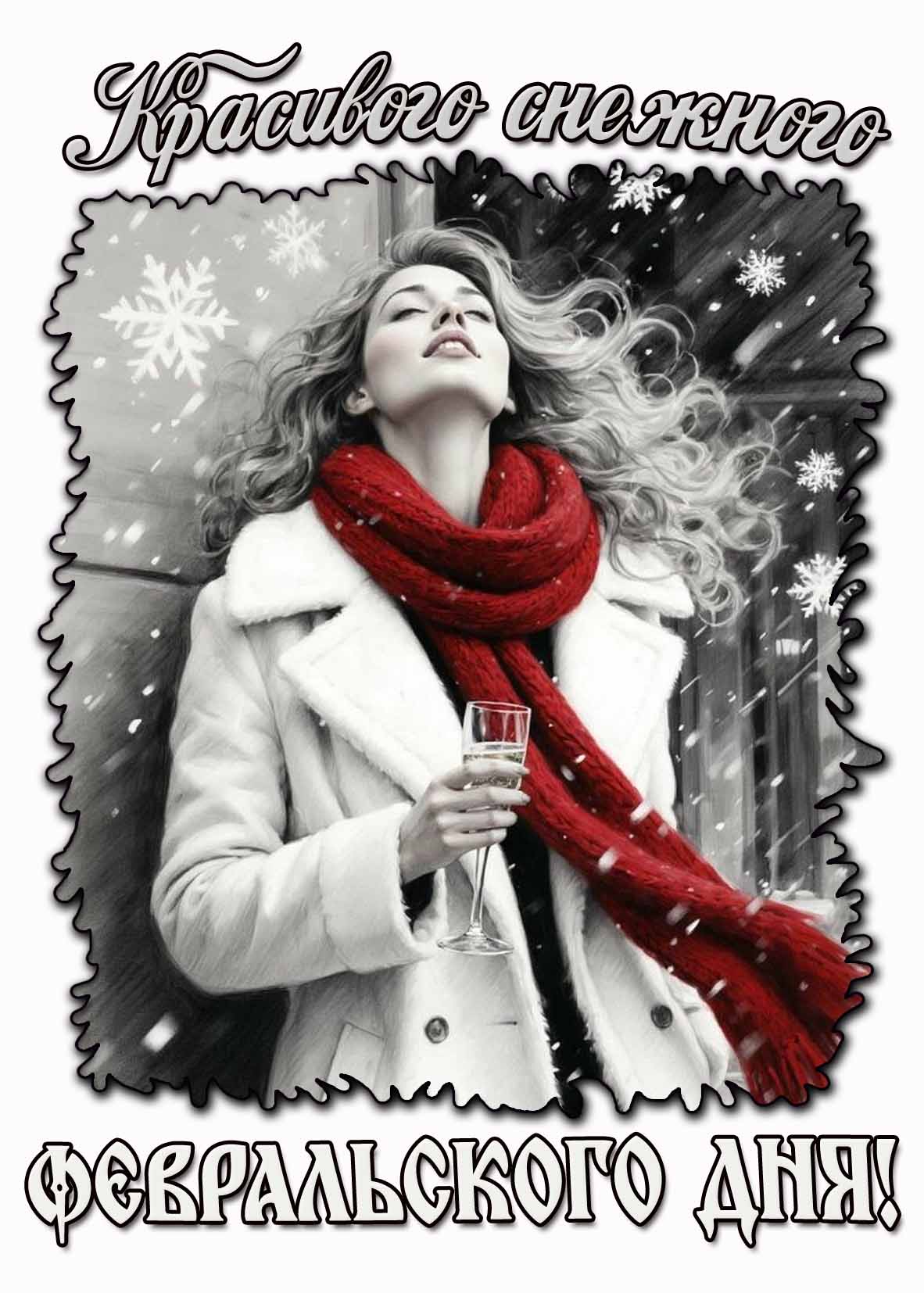 Картинка для пожелания "Красивого снежного февральского дня!"