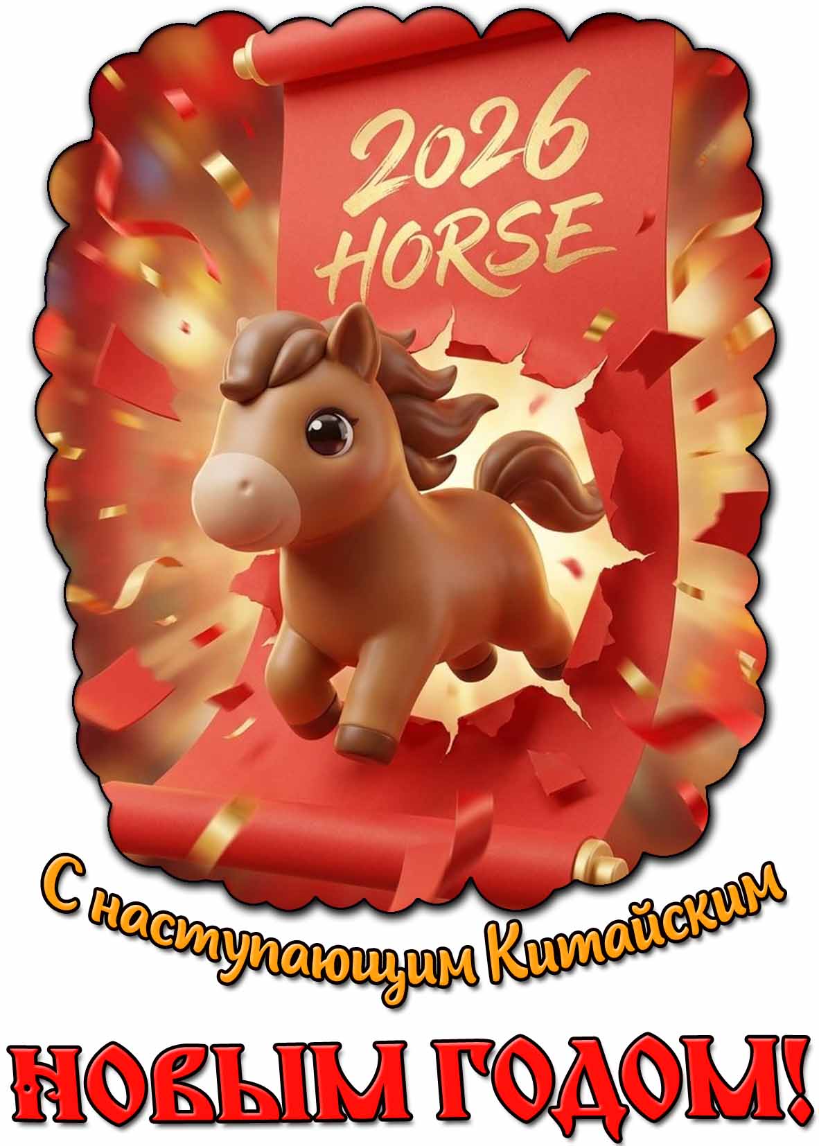 Картинка с наступающим Китайским Новым годом 2026